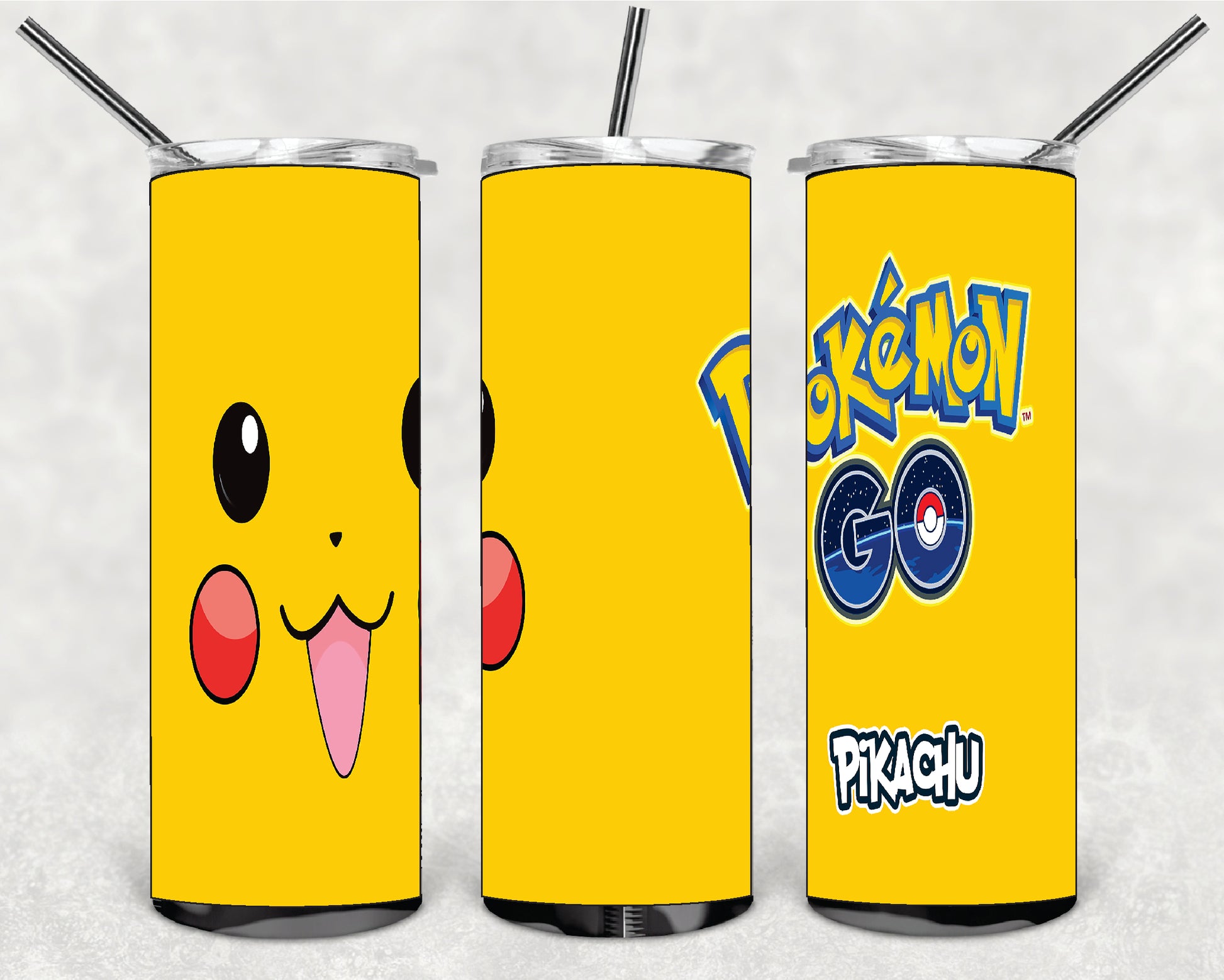 POKEMON BLUE DESINGS 20oz Stainless Steel Double Wall Skinny Tumbler With Straw