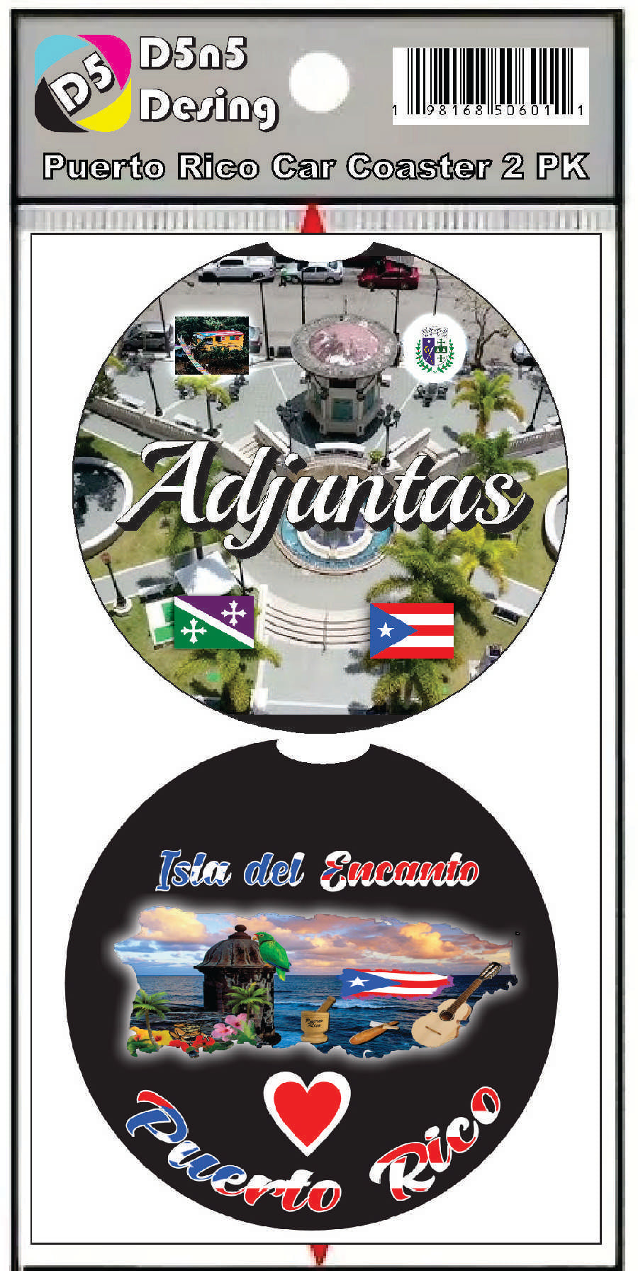 Puerto Rico and 78 Towns 2pc Car Coasters