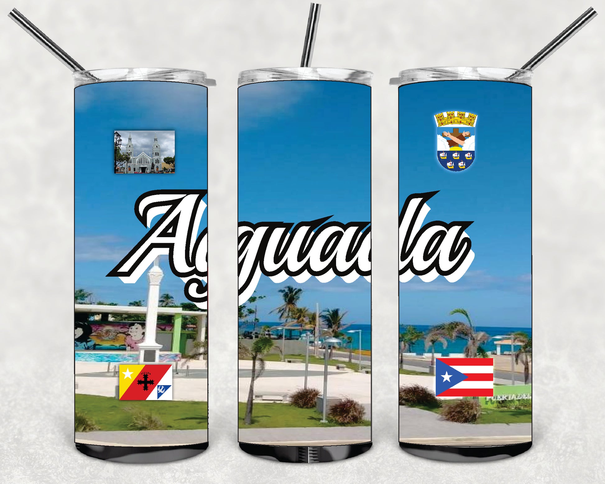 Puerto Rico and 78 Tows 20oz Double Wall S. Steel Tumbler with Straw Hot & Cold