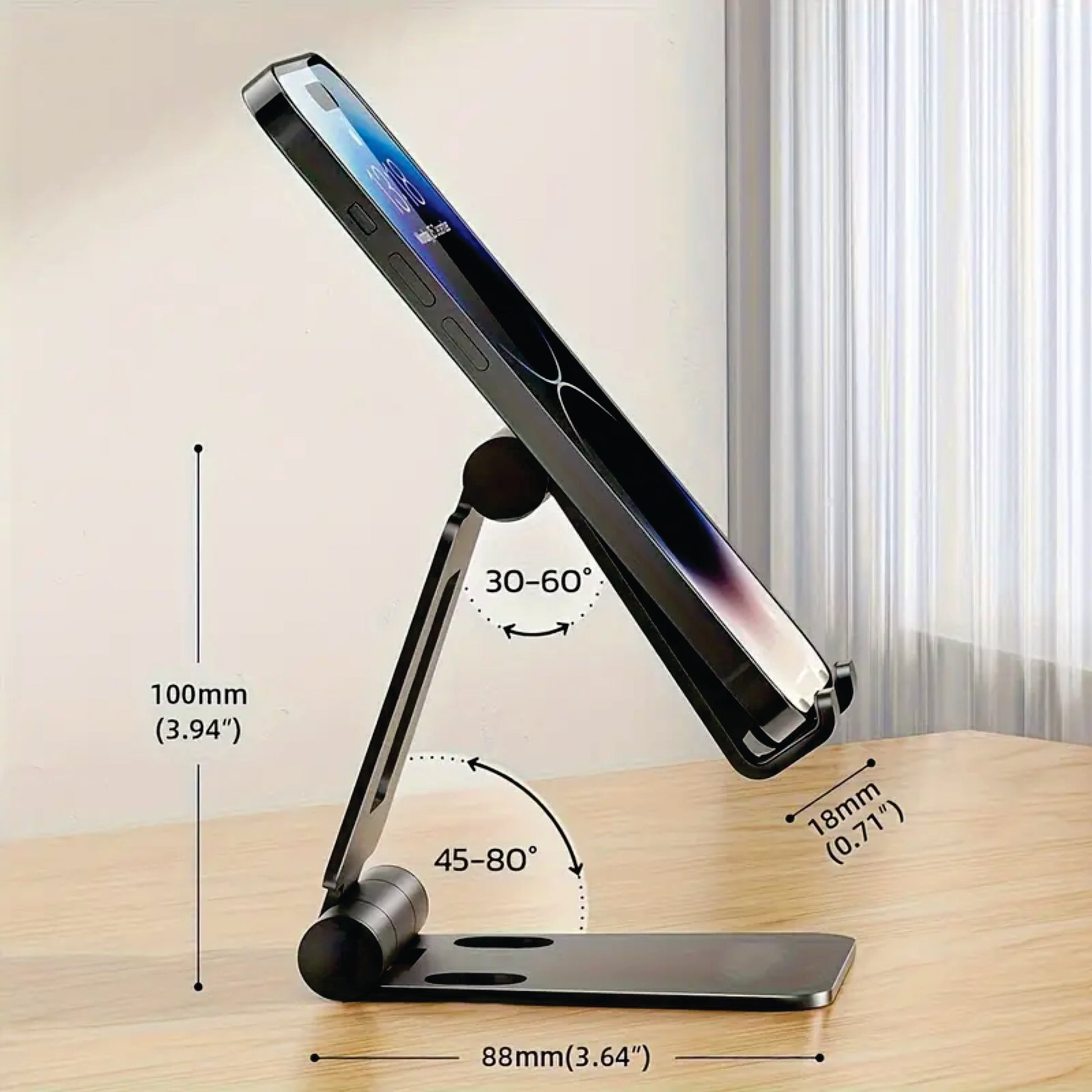 Puerto Rico Souvenirs Phone Stand Folding Dual Axis Aluminum Alloy Stand color Black