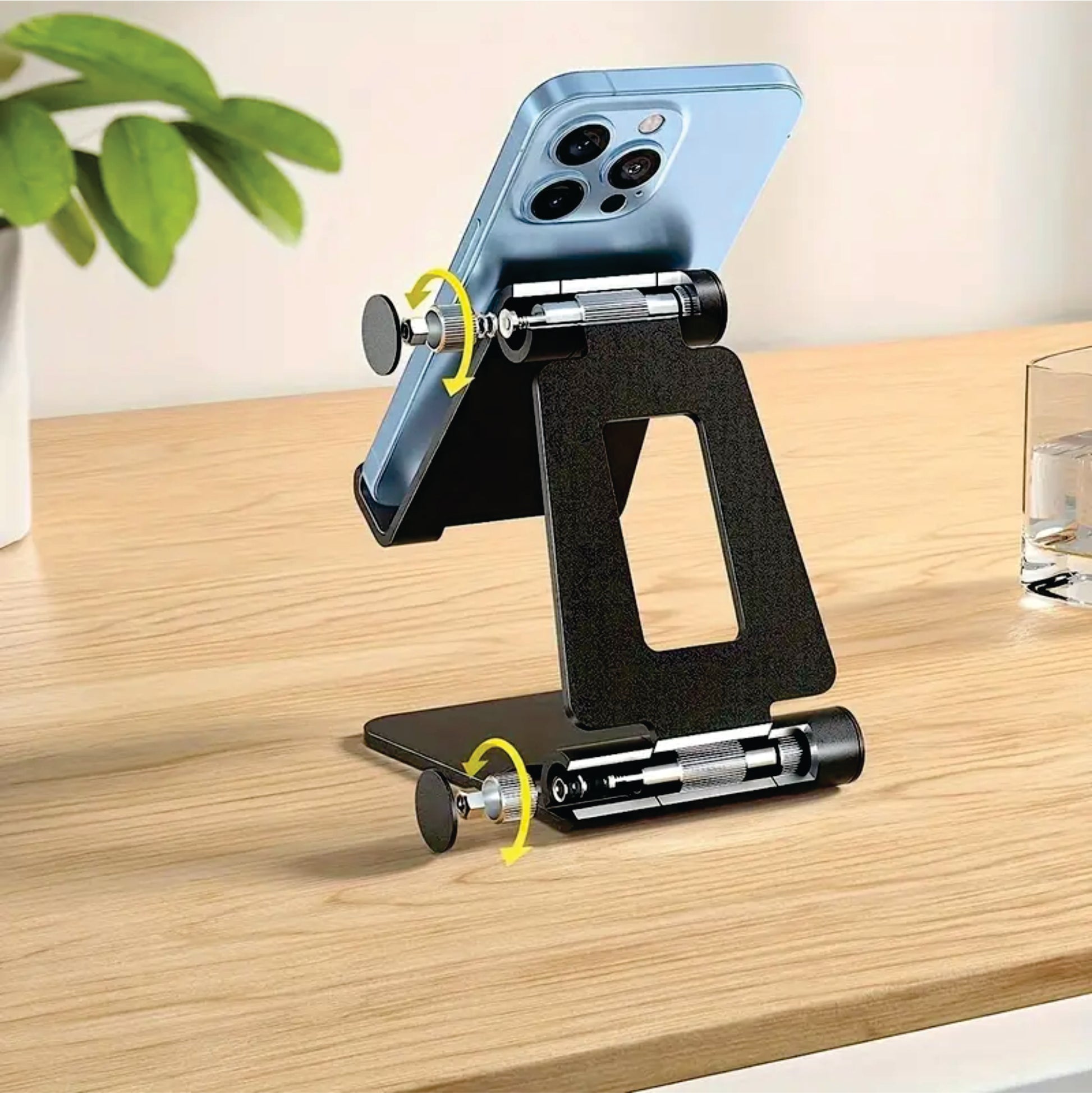Puerto Rico Souvenirs Phone Stand Folding Dual Axis Aluminum Alloy Stand color Black