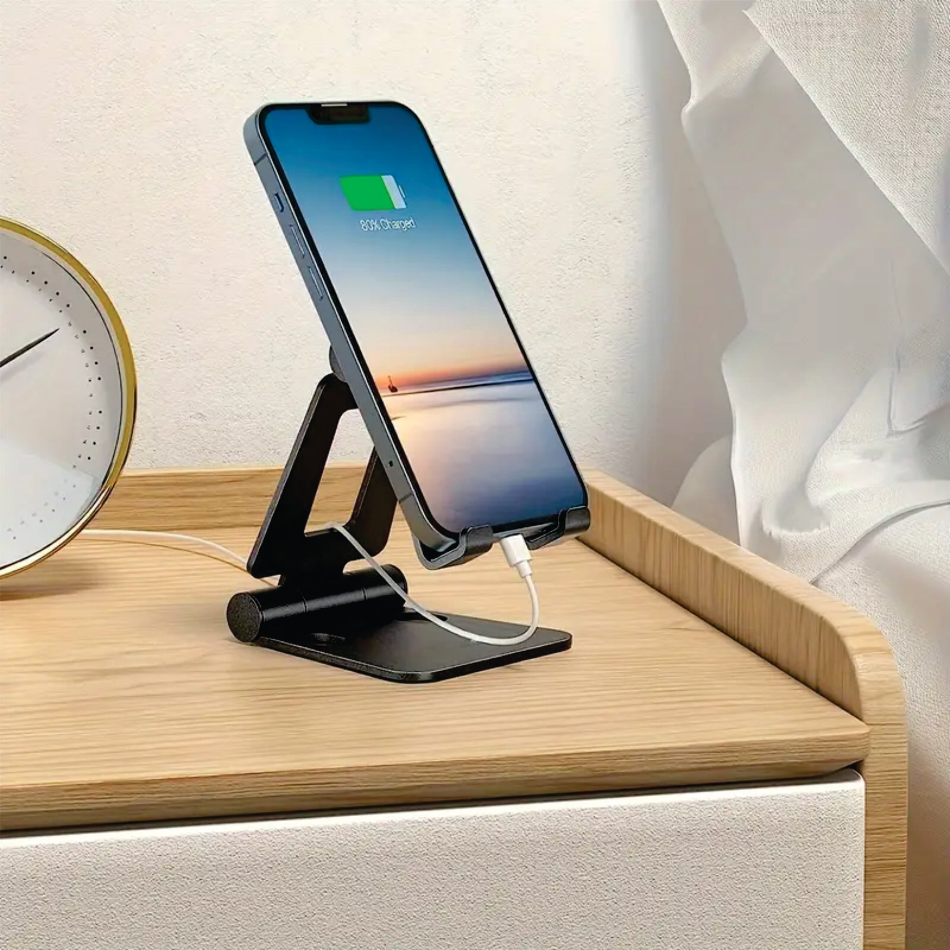 Puerto Rico Souvenirs Phone Stand Folding Dual Axis Aluminum Alloy Stand color Black