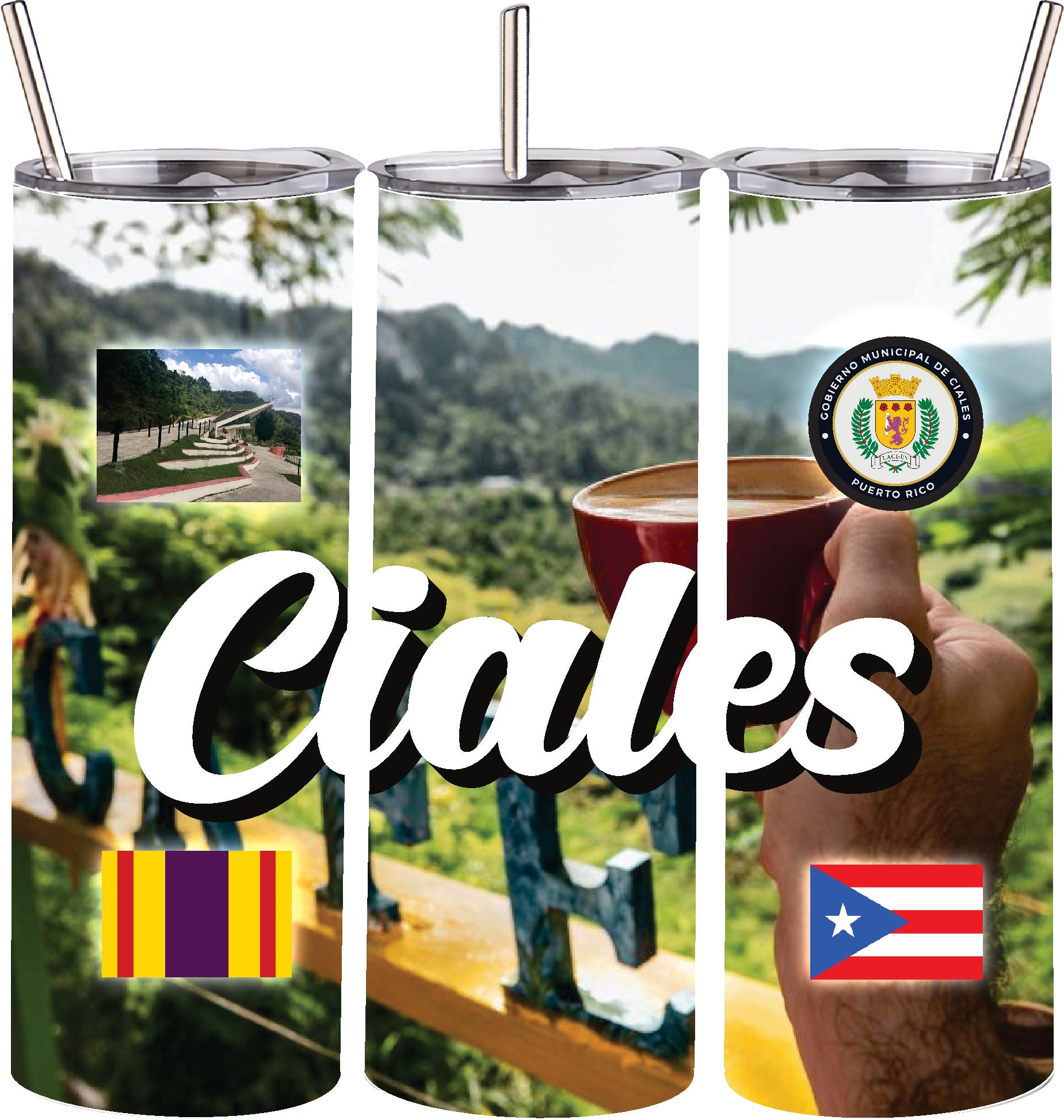 Puerto Rico and 78 Towns Tumbler 20oz Hot and Cold