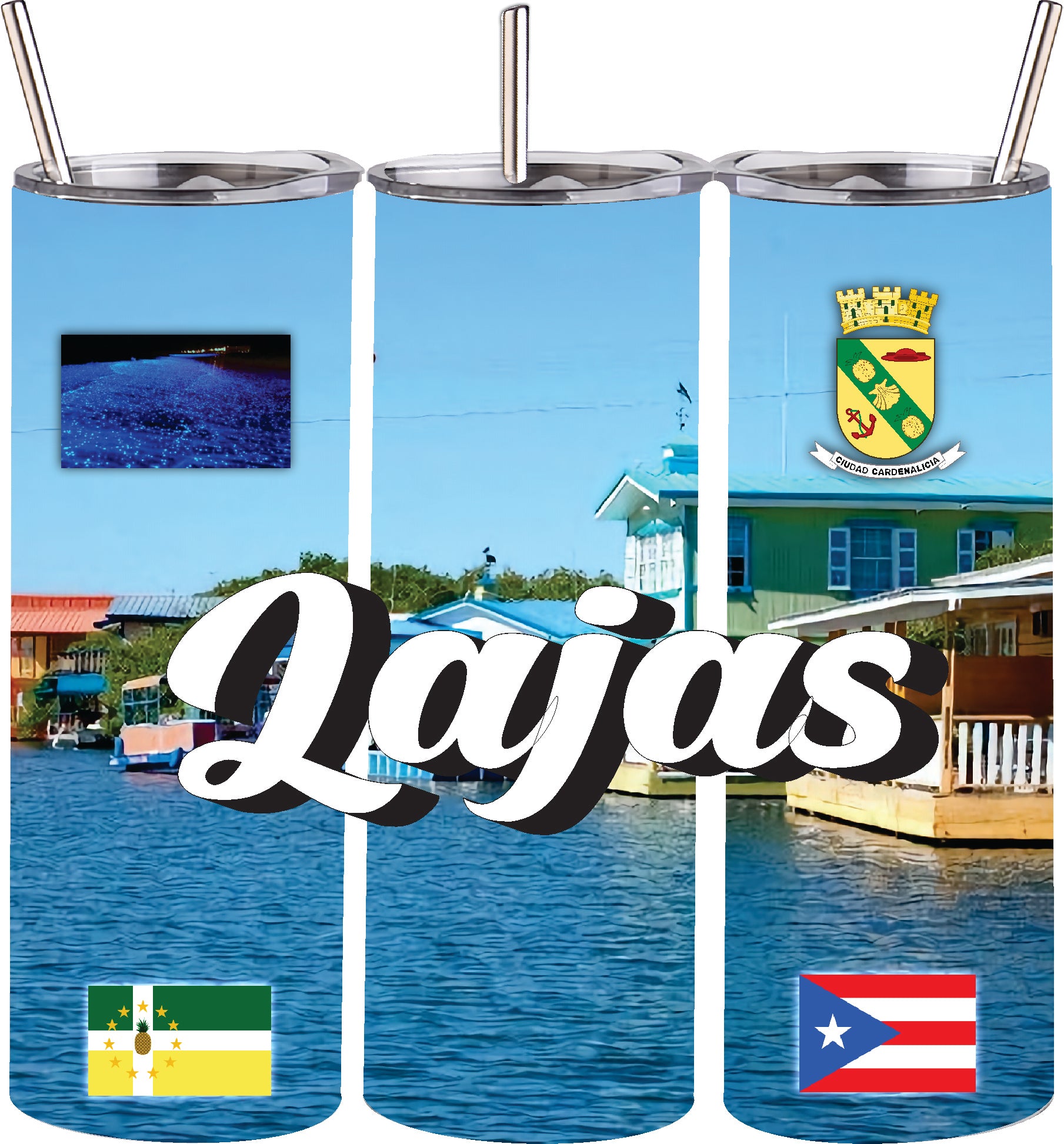Puerto Rico and 78 Towns Tumbler 20oz Hot and Cold