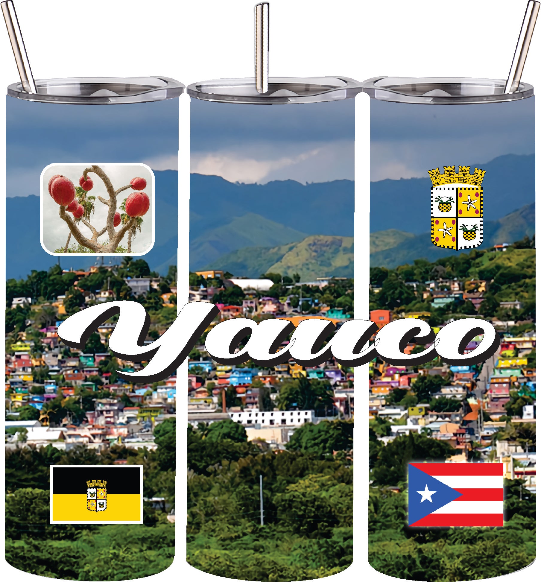 Puerto Rico and 78 Towns Tumbler 20oz Hot and Cold
