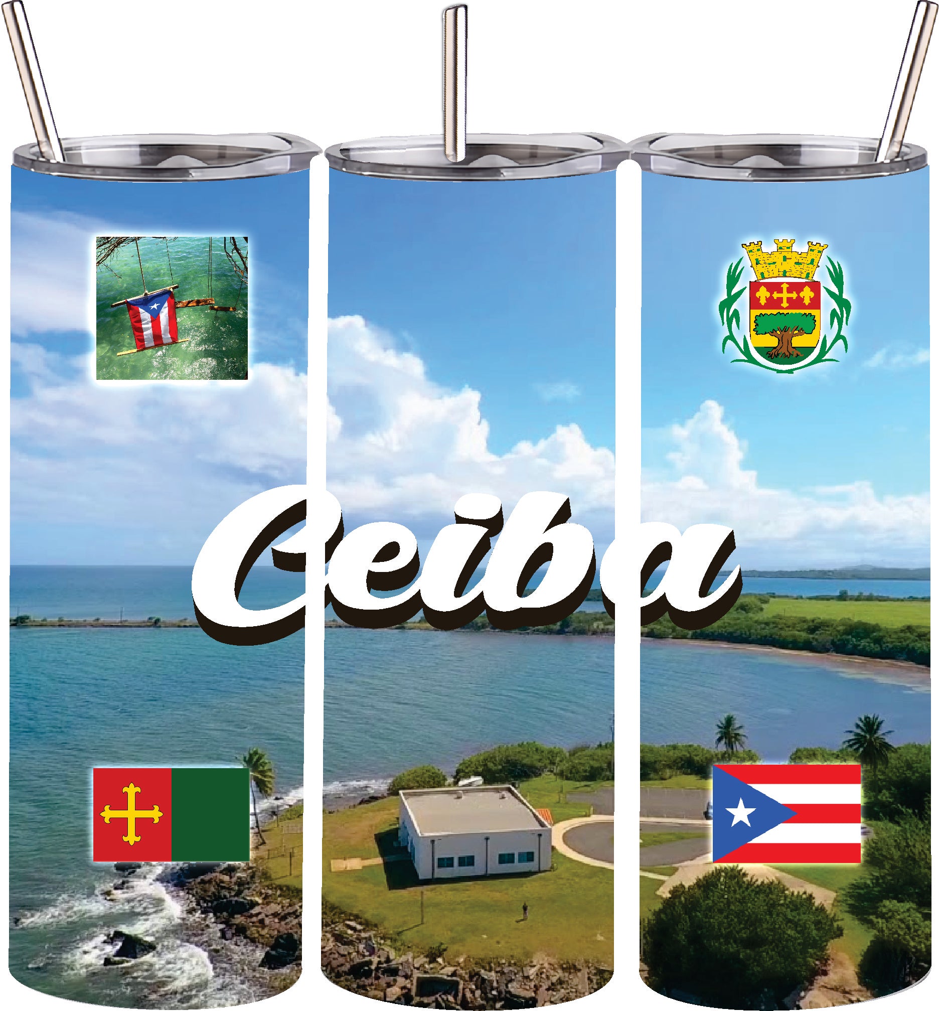 Puerto Rico and 78 Towns Tumbler 20oz Hot and Cold