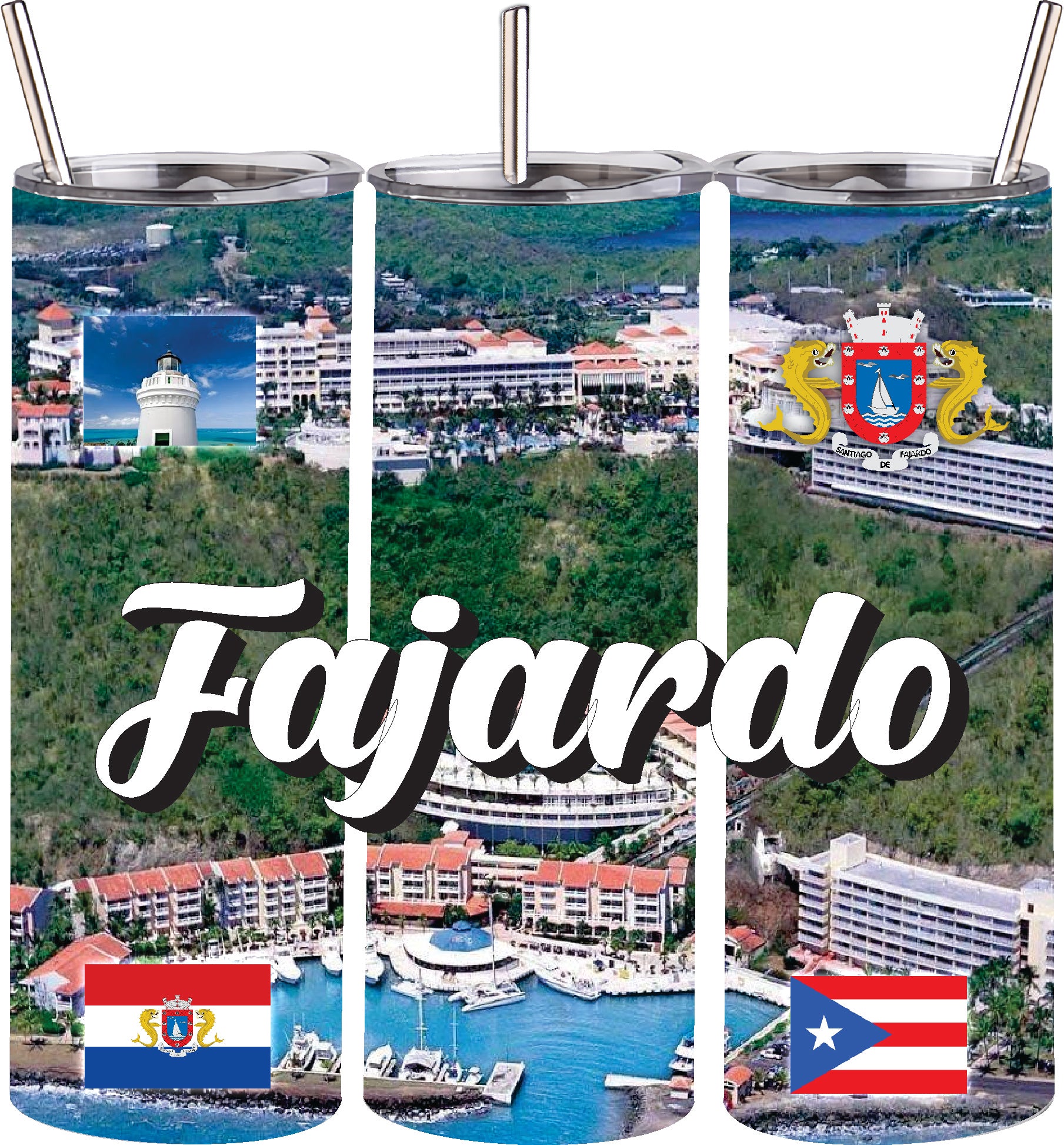 Puerto Rico and 78 Towns Tumbler 20oz Hot and Cold