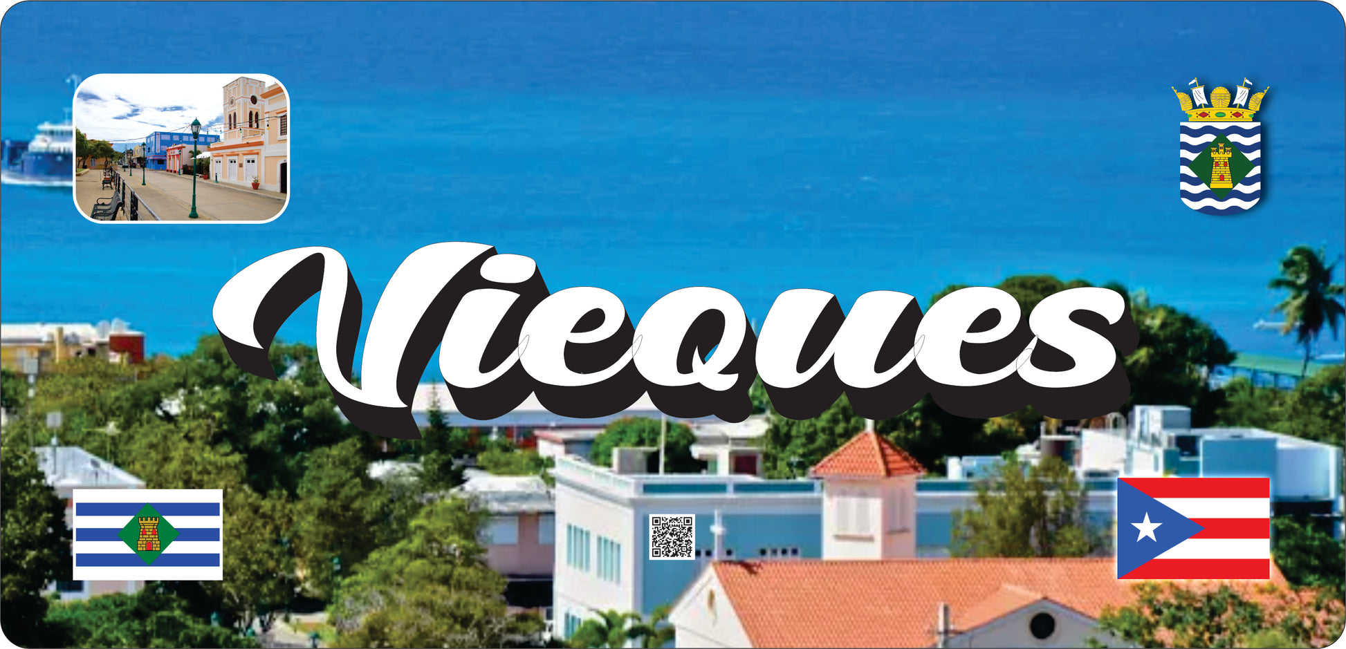 Puerto Rico and 78 Towns License Plate