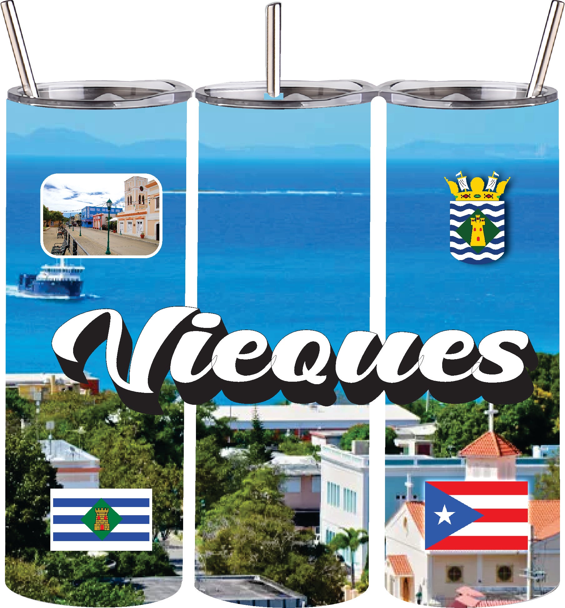 Puerto Rico and 78 Towns Tumbler 20oz Hot and Cold