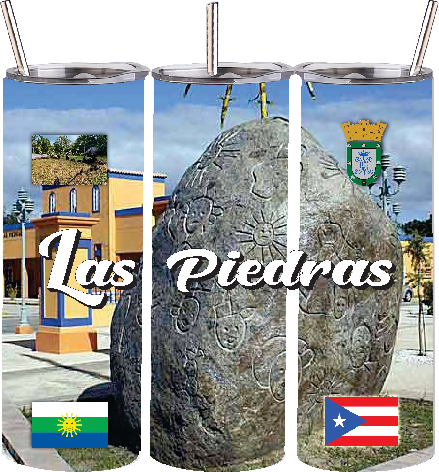 Puerto Rico and 78 Tows 20oz Double Wall S. Steel Tumbler with Straw Hot & Cold
