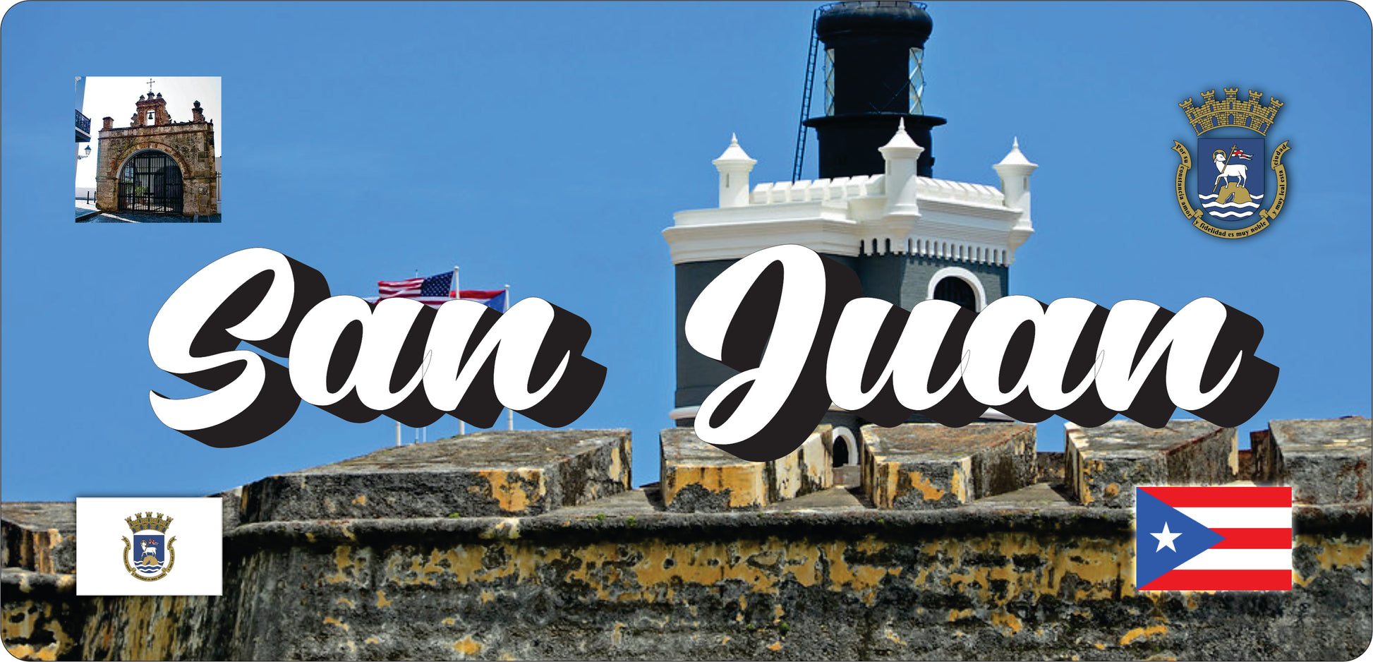 Puerto Rico and 78 Towns License Plate