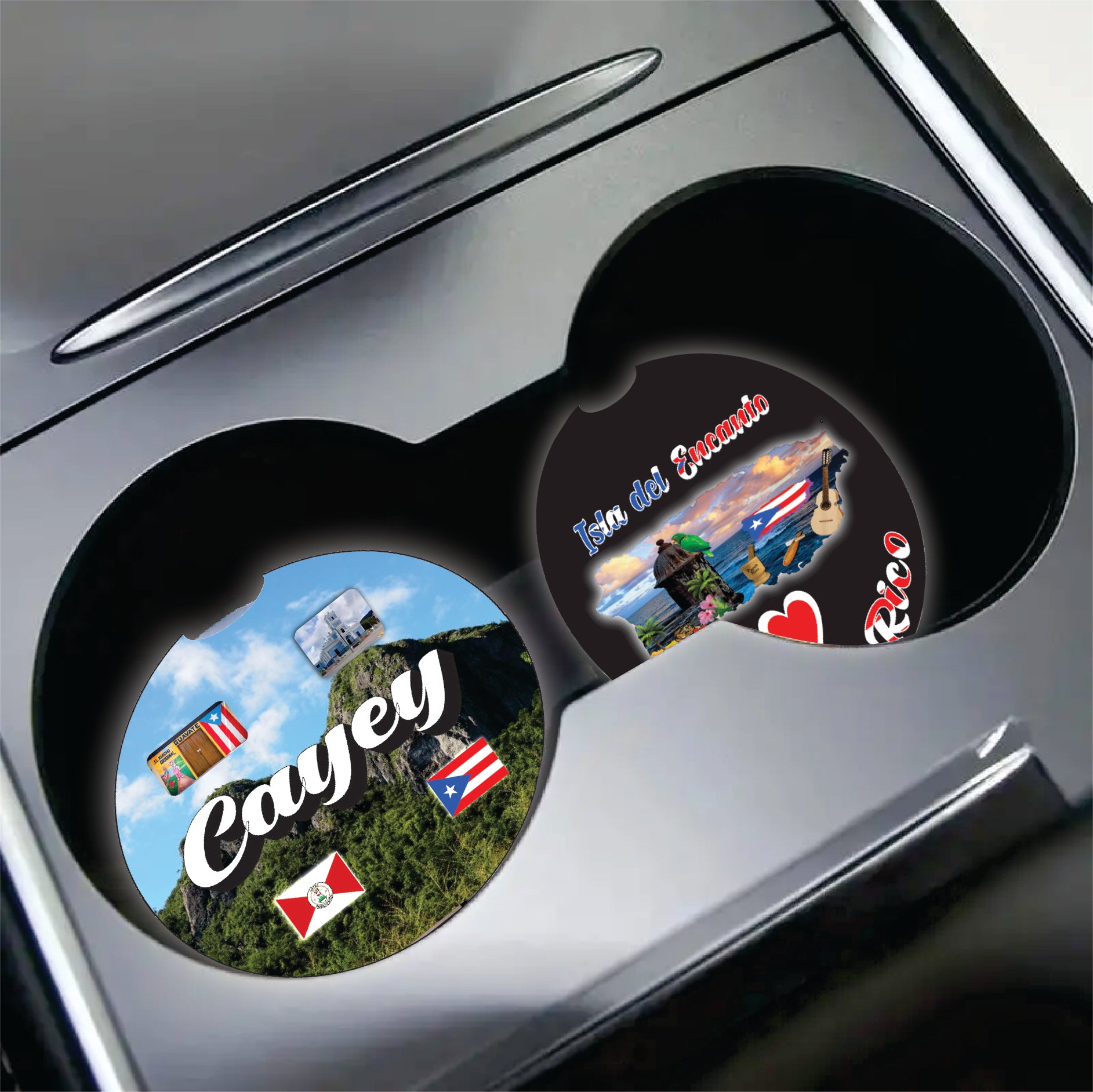 Puerto Rico and 78 Towns 2pc Car Coasters