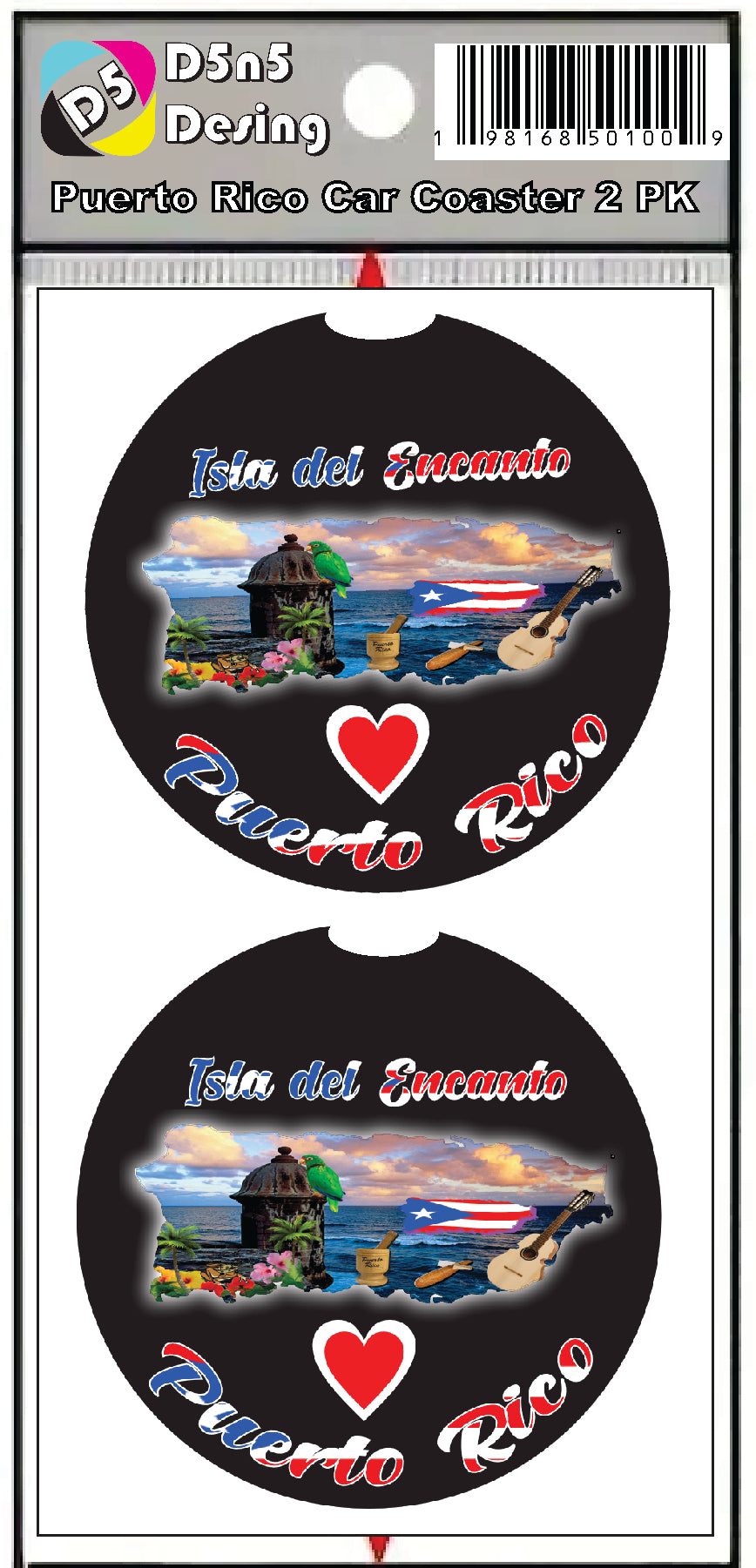 Puerto Rico and 78 Towns 2pc Rubber Car Coaster PRS