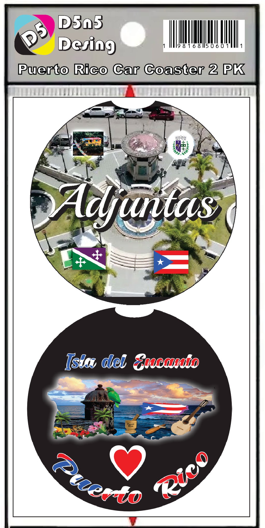 Puerto Rico and 78 Towns 2pc Rubber Car Coaster PRS