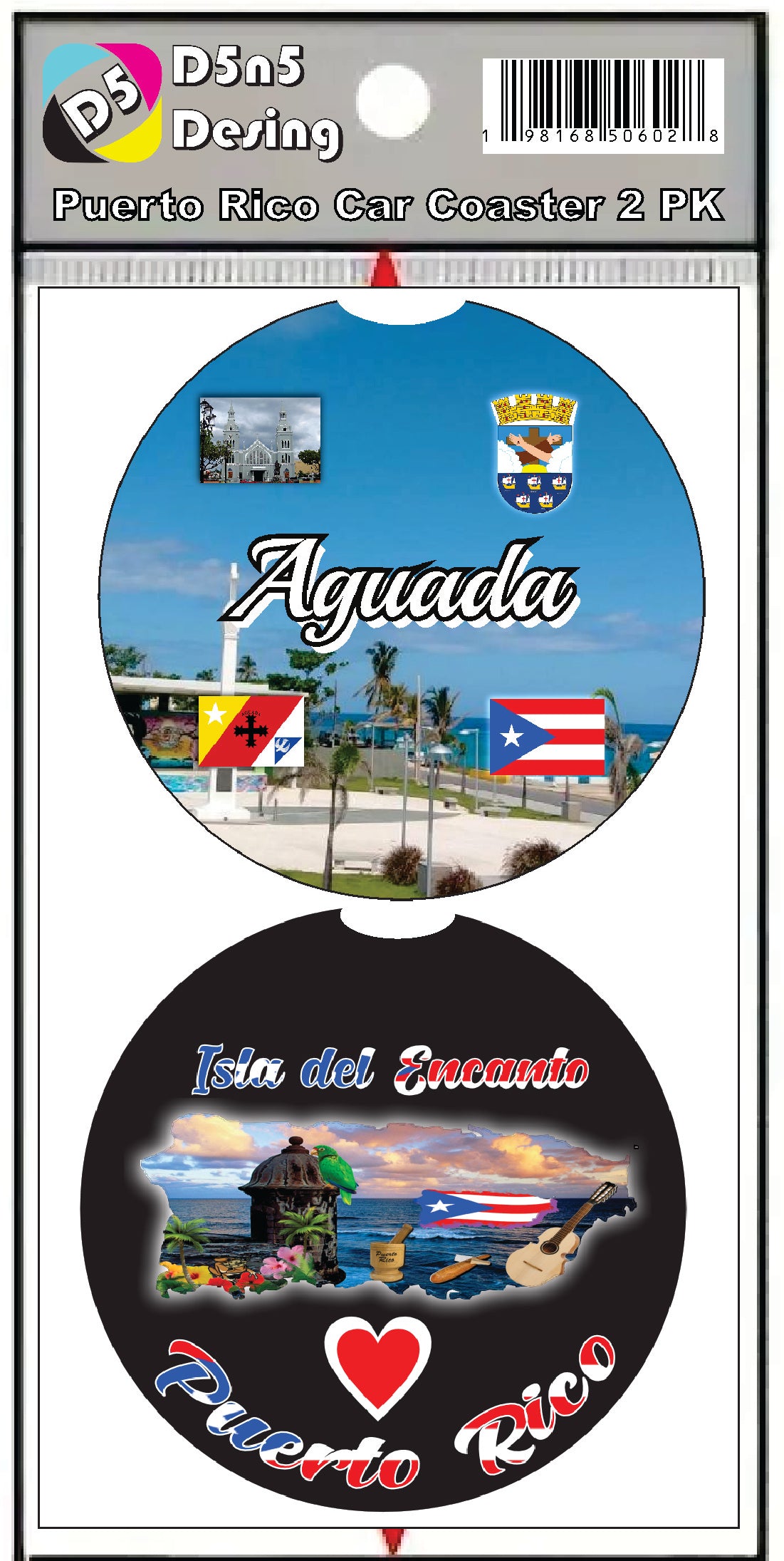 Puerto Rico and 78 Towns 2pc Rubber Car Coaster PRS