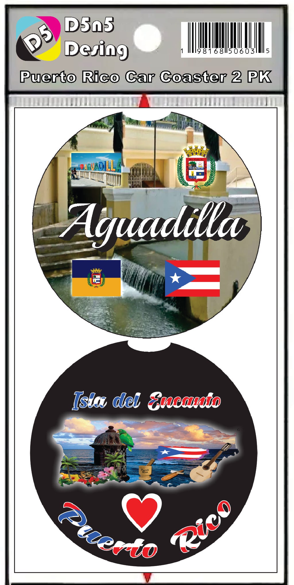 Puerto Rico and 78 Towns 2pc Rubber Car Coaster PRS