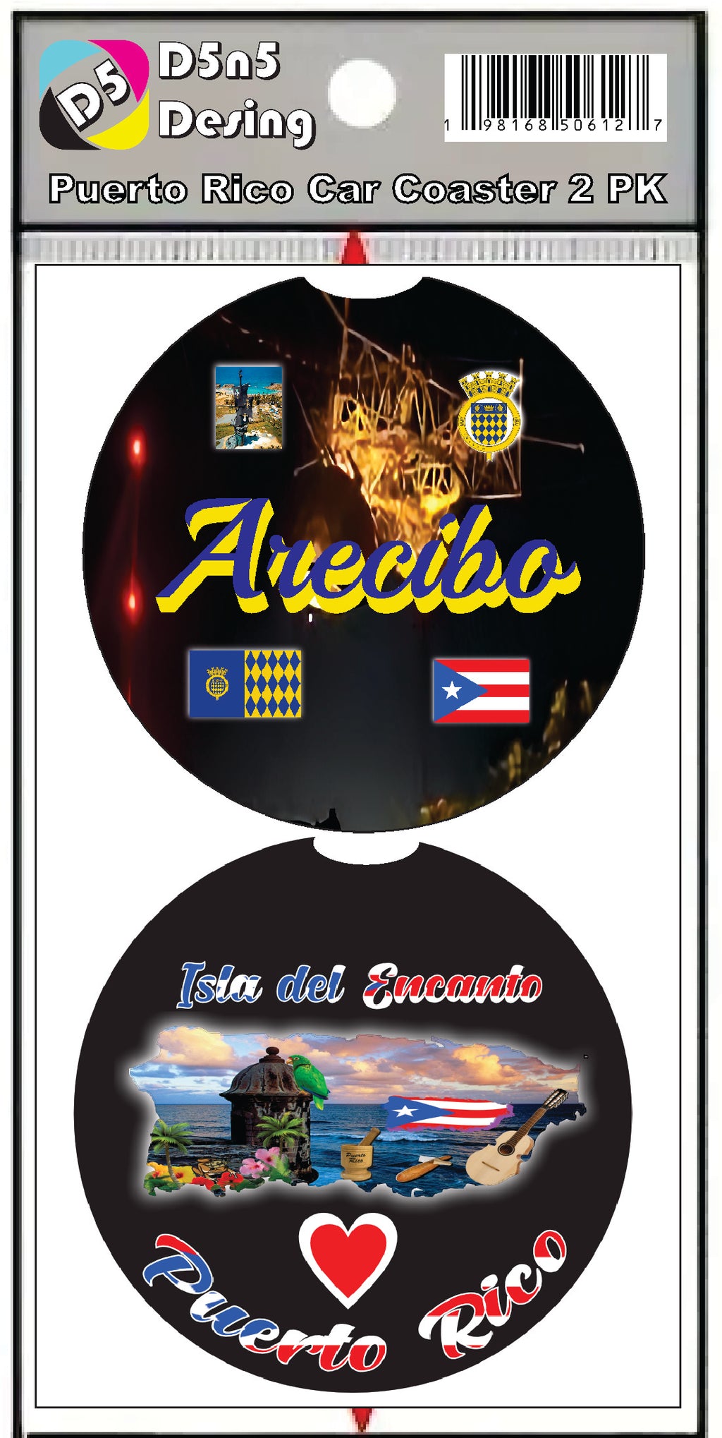 Puerto Rico and 78 Towns 2pc Rubber Car Coaster PRS