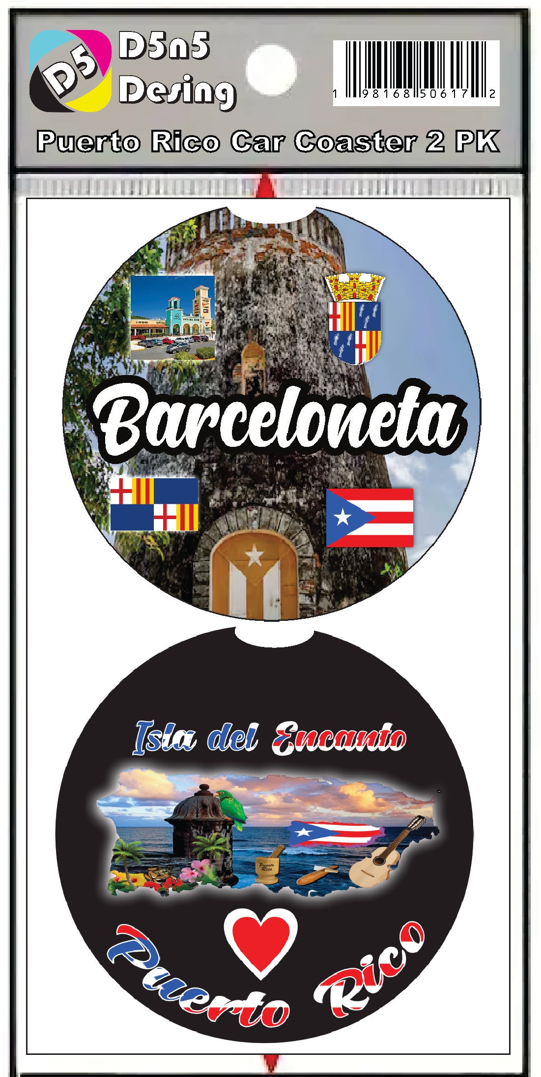 Puerto Rico and 78 Towns 2pc Rubber Car Coaster PRS