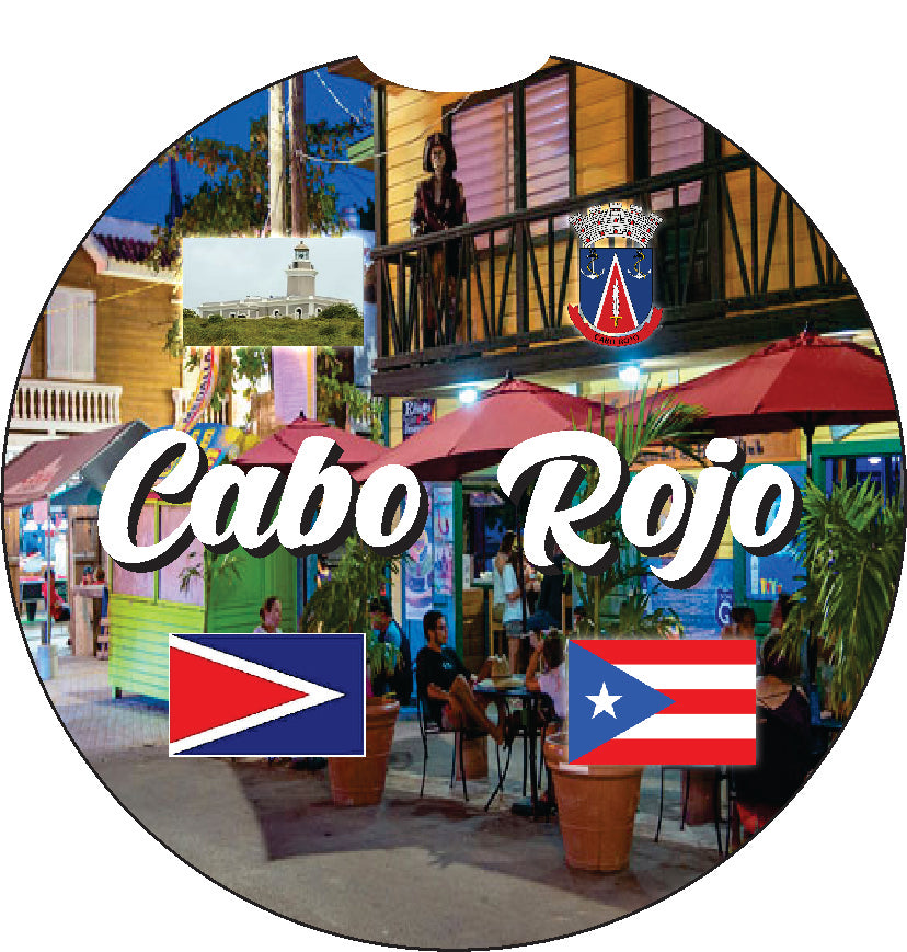 Puerto Rico and 78 Towns 2pc Rubber Car Coaster PRS