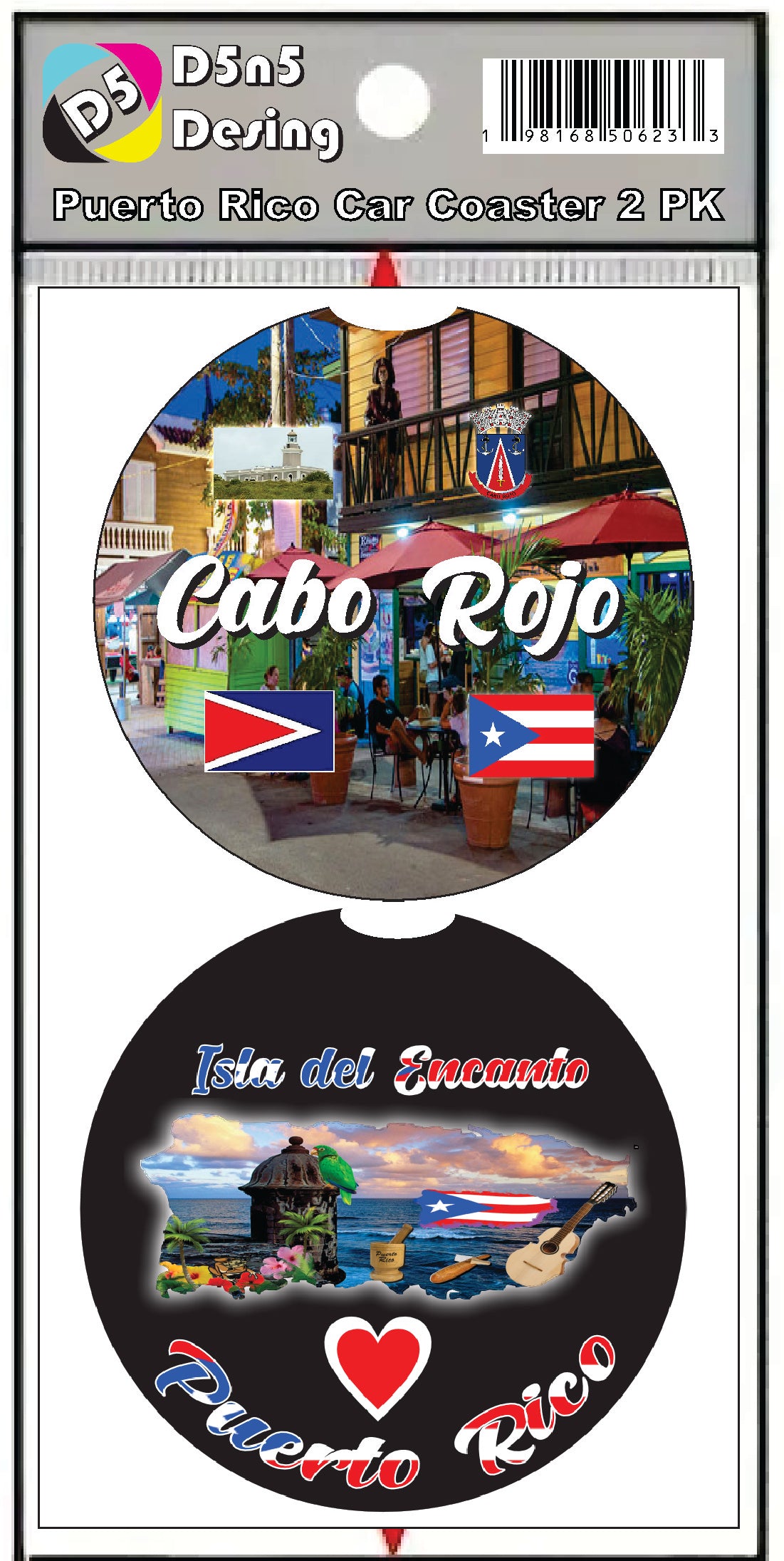 Puerto Rico and 78 Towns 2pc Rubber Car Coaster PRS