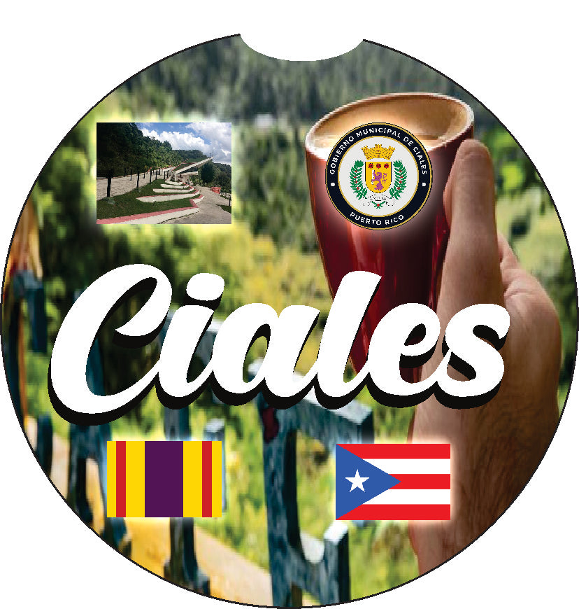 Puerto Rico and 78 Towns 2pc Rubber Car Coaster PRS