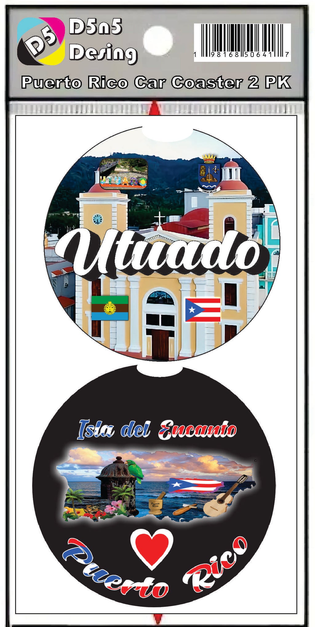 Puerto Rico and 78 Towns 2pc Rubber Car Coaster PRS