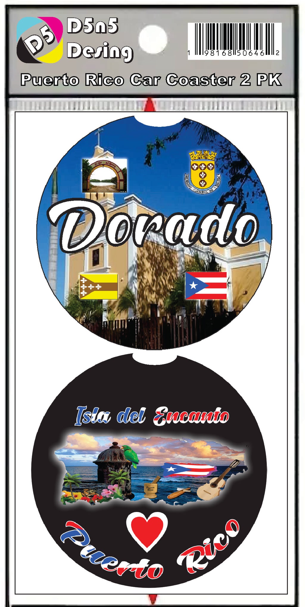 Puerto Rico and 78 Towns 2pc Rubber Car Coaster PRS