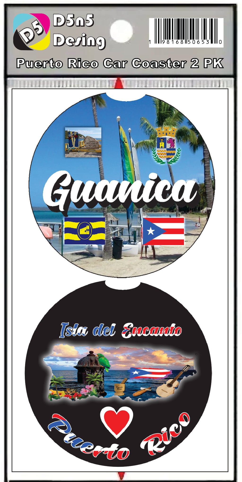 Puerto Rico and 78 Towns 2pc Rubber Car Coaster PRS