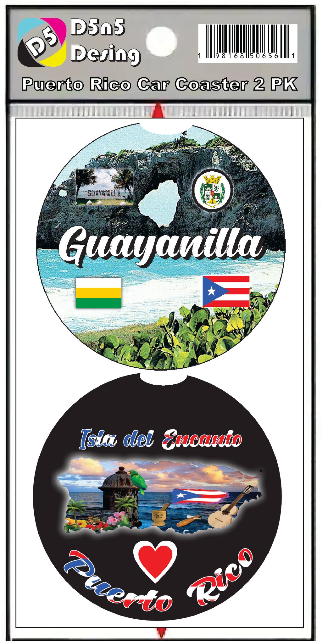 Puerto Rico and 78 Towns 2pc Rubber Car Coaster PRS