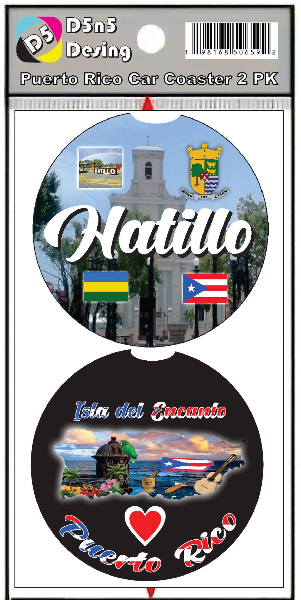 Puerto Rico and 78 Towns 2pc Rubber Car Coaster PRS