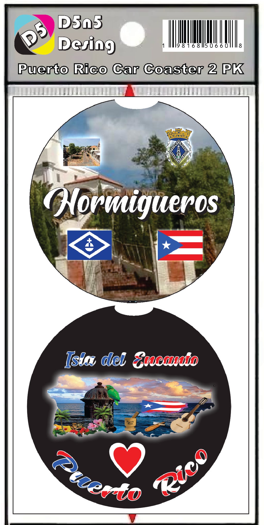 Puerto Rico and 78 Towns 2pc Rubber Car Coaster PRS