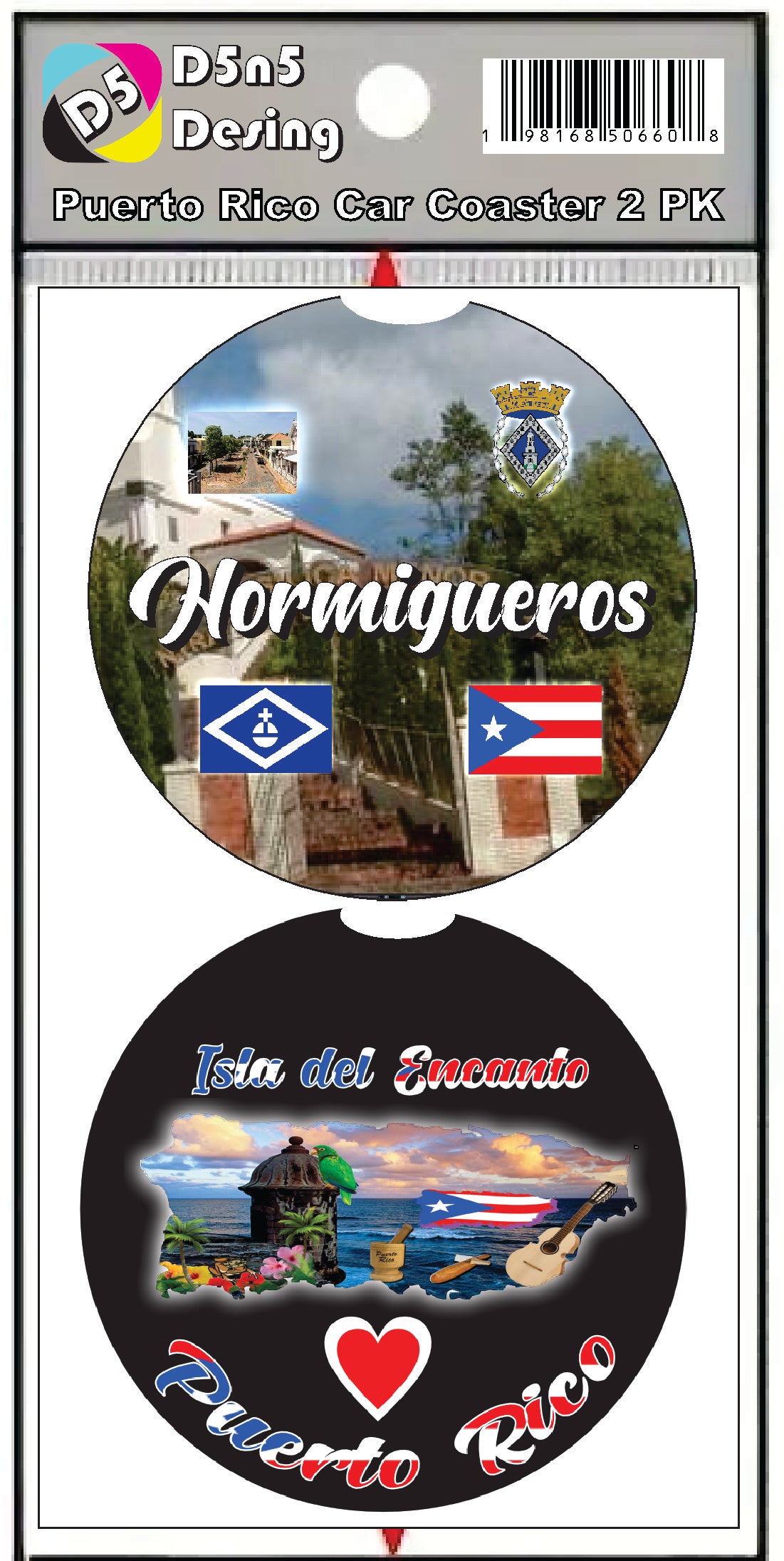 Puerto Rico and 78 Towns 2pc Rubber Car Coaster PRS