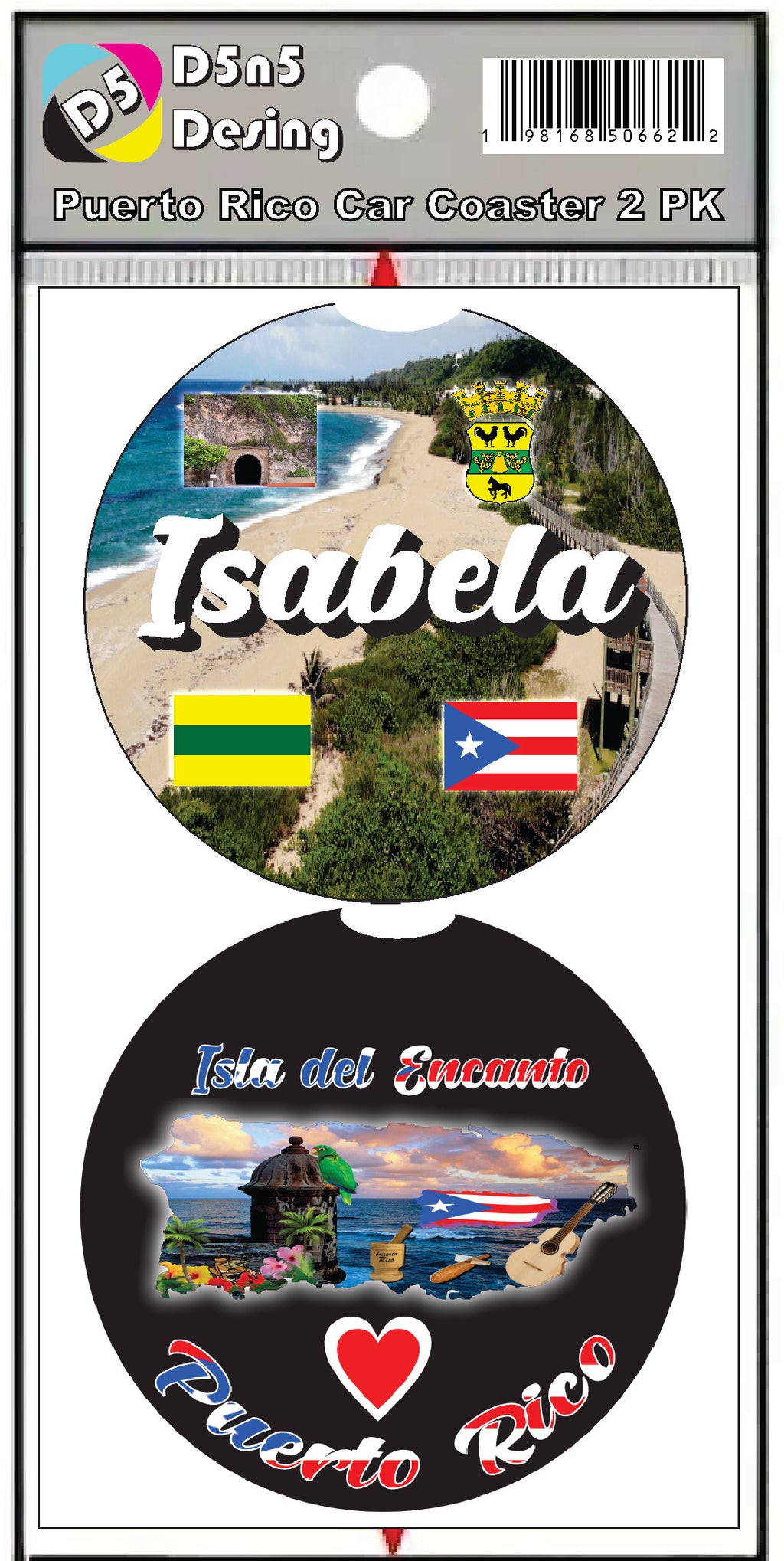 Puerto Rico and 78 Towns 2pc Rubber Car Coaster PRS