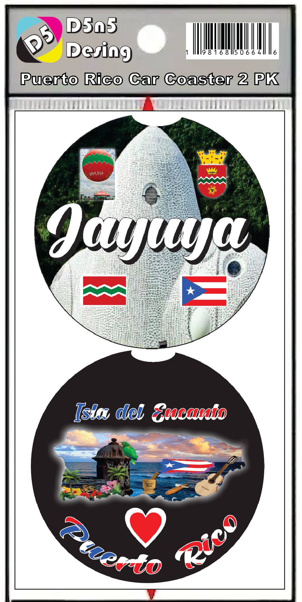 Puerto Rico and 78 Towns 2pc Rubber Car Coaster PRS