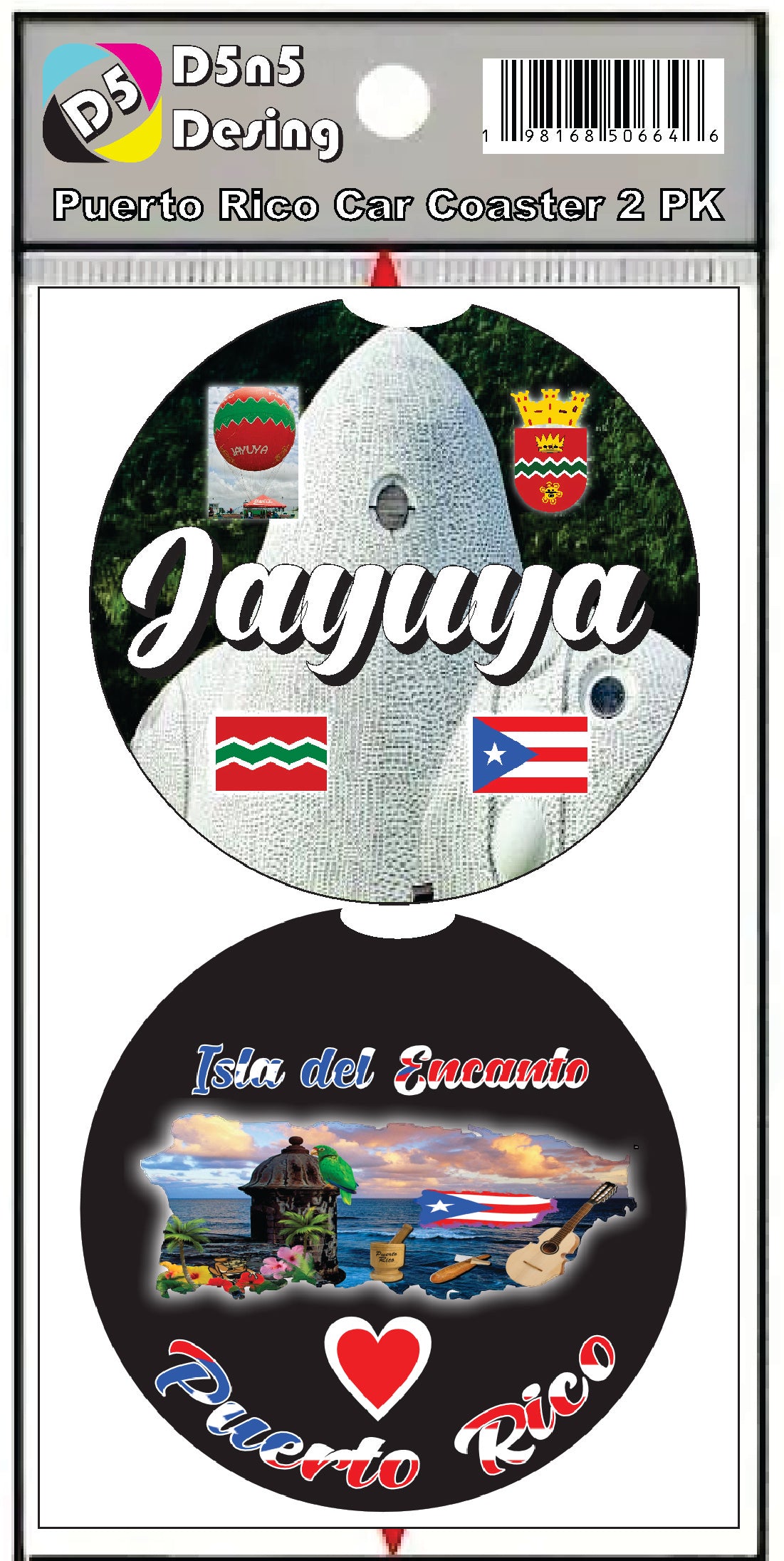 Puerto Rico and 78 Towns 2pc Rubber Car Coaster PRS