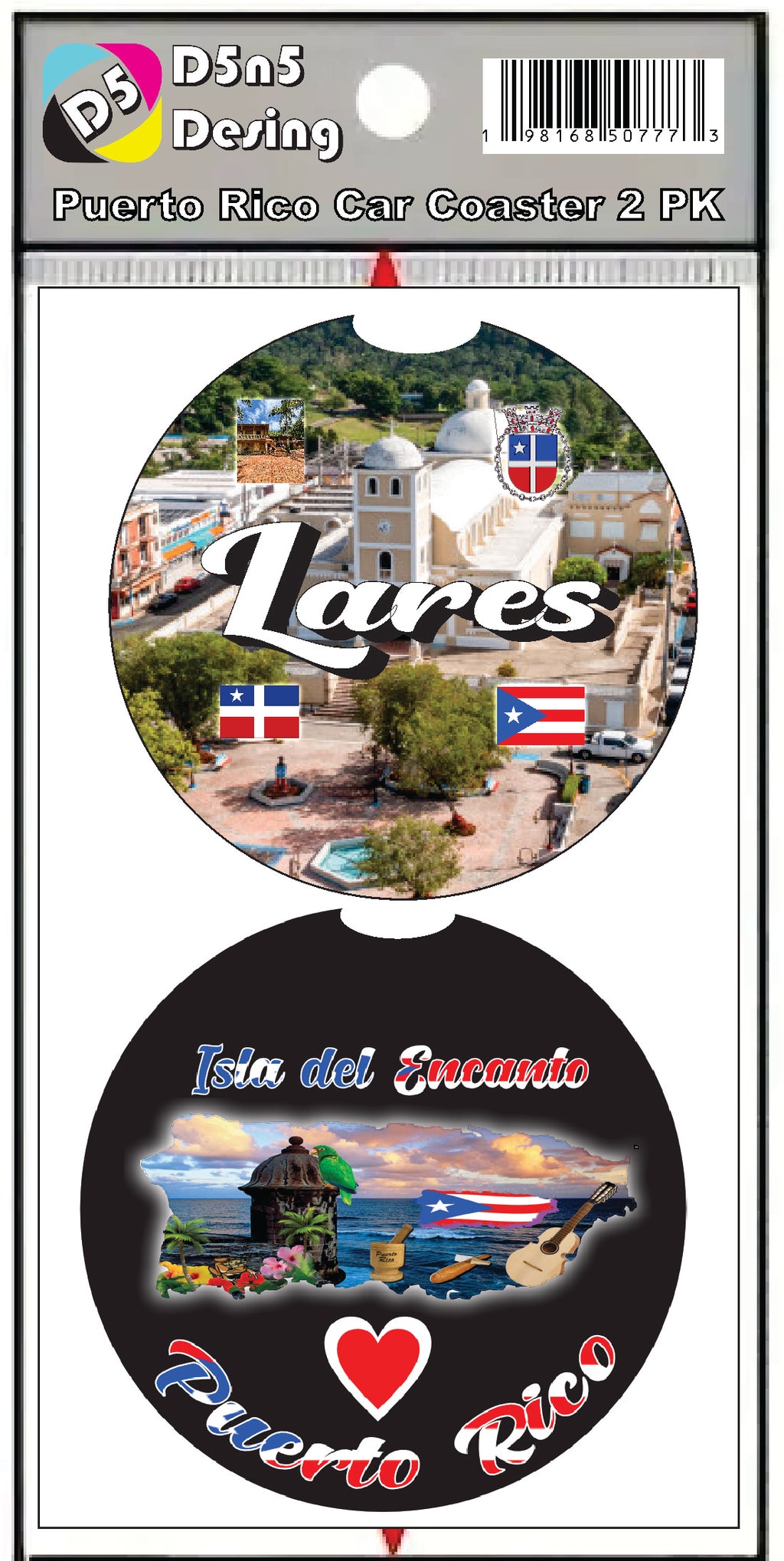 Puerto Rico and 78 Towns 2pc Rubber Car Coaster PRS