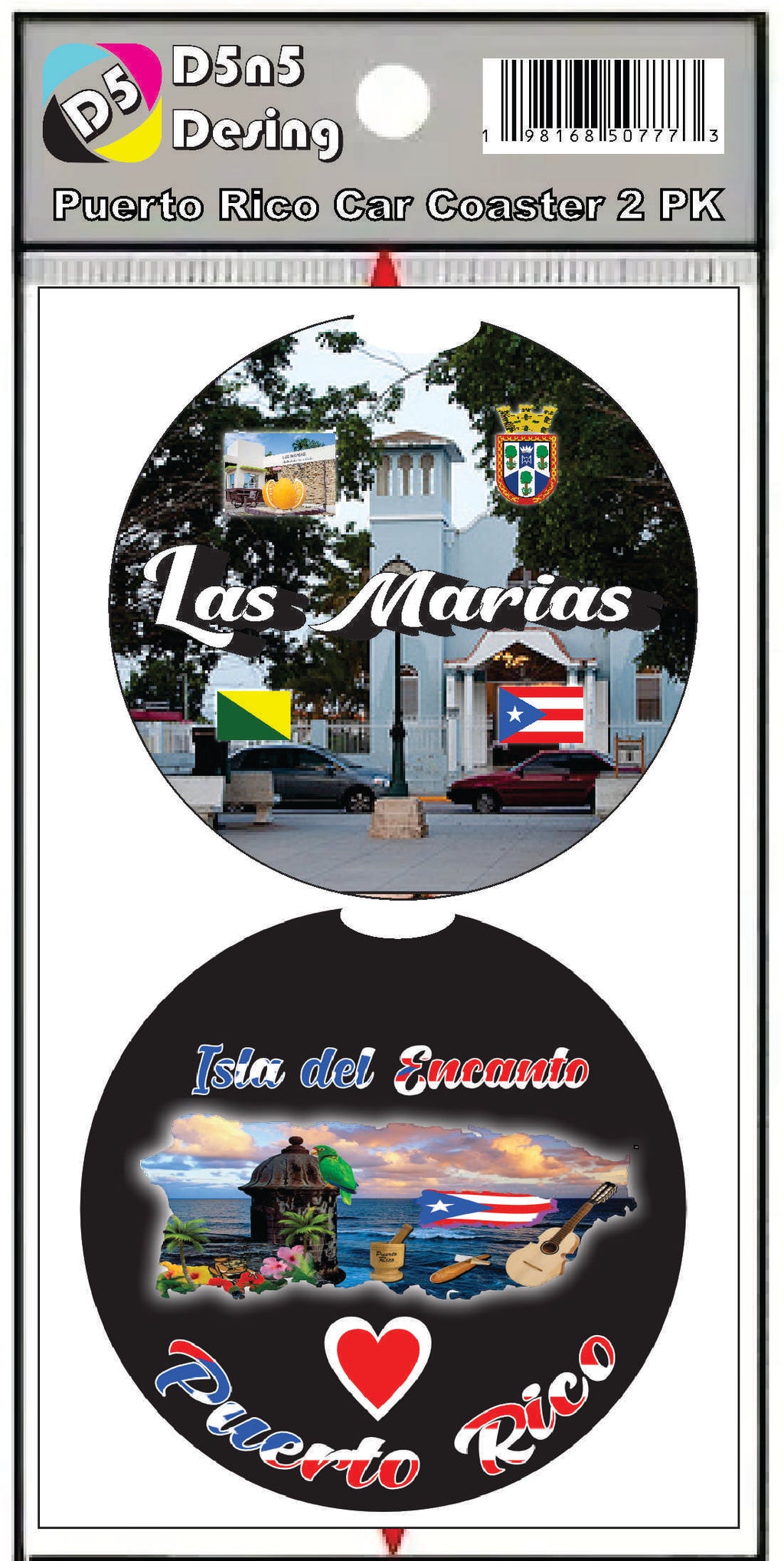 Puerto Rico and 78 Towns 2pc Rubber Car Coaster PRS