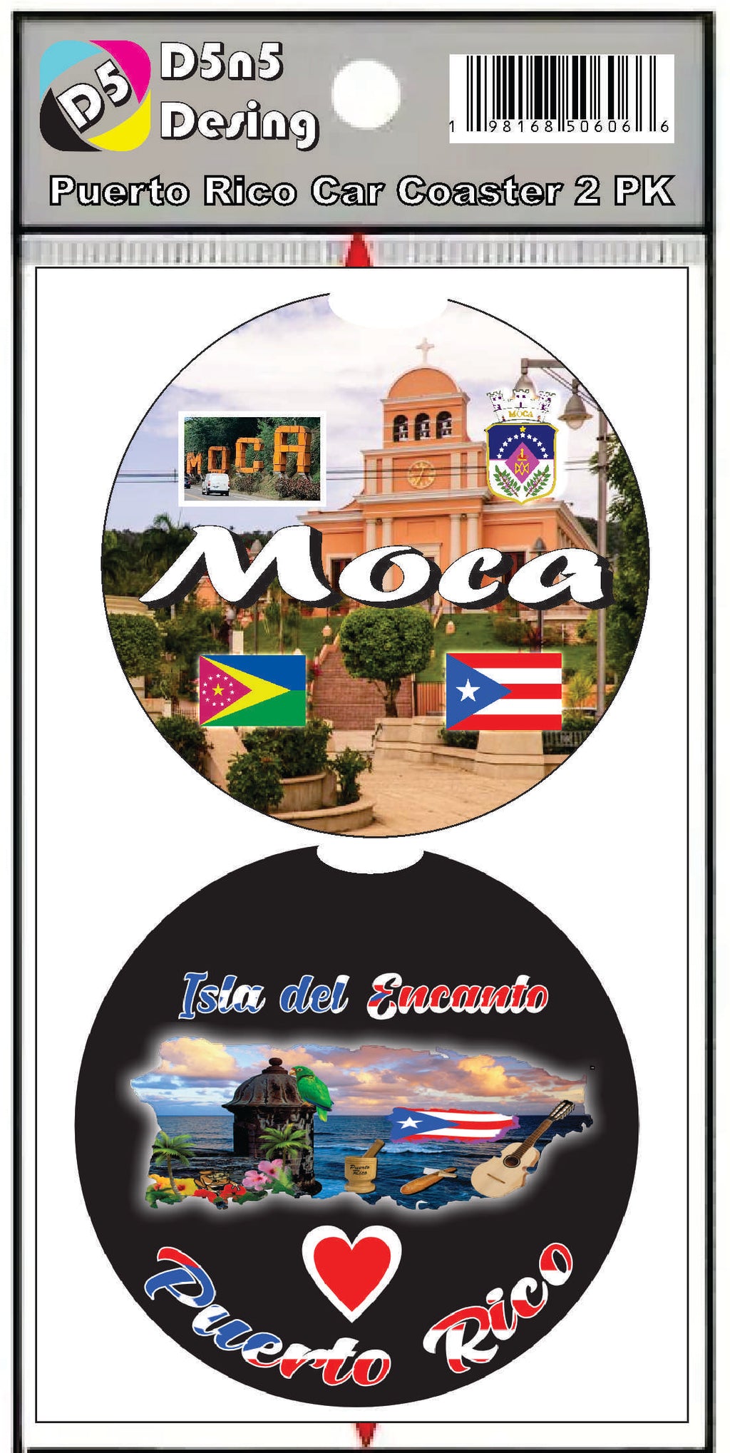 Puerto Rico and 78 Towns 2pc Rubber Car Coaster PRS