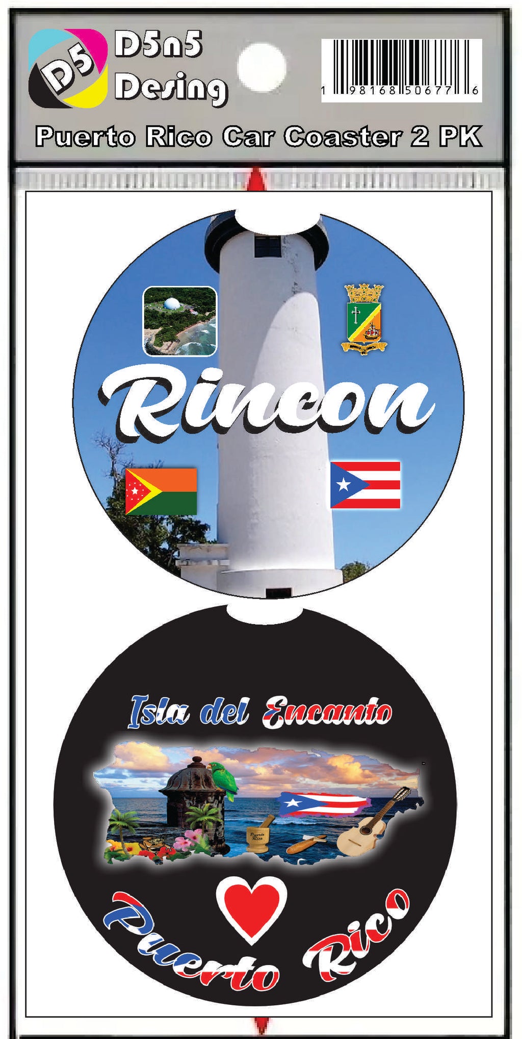 Puerto Rico and 78 Towns 2pc Rubber Car Coaster PRS