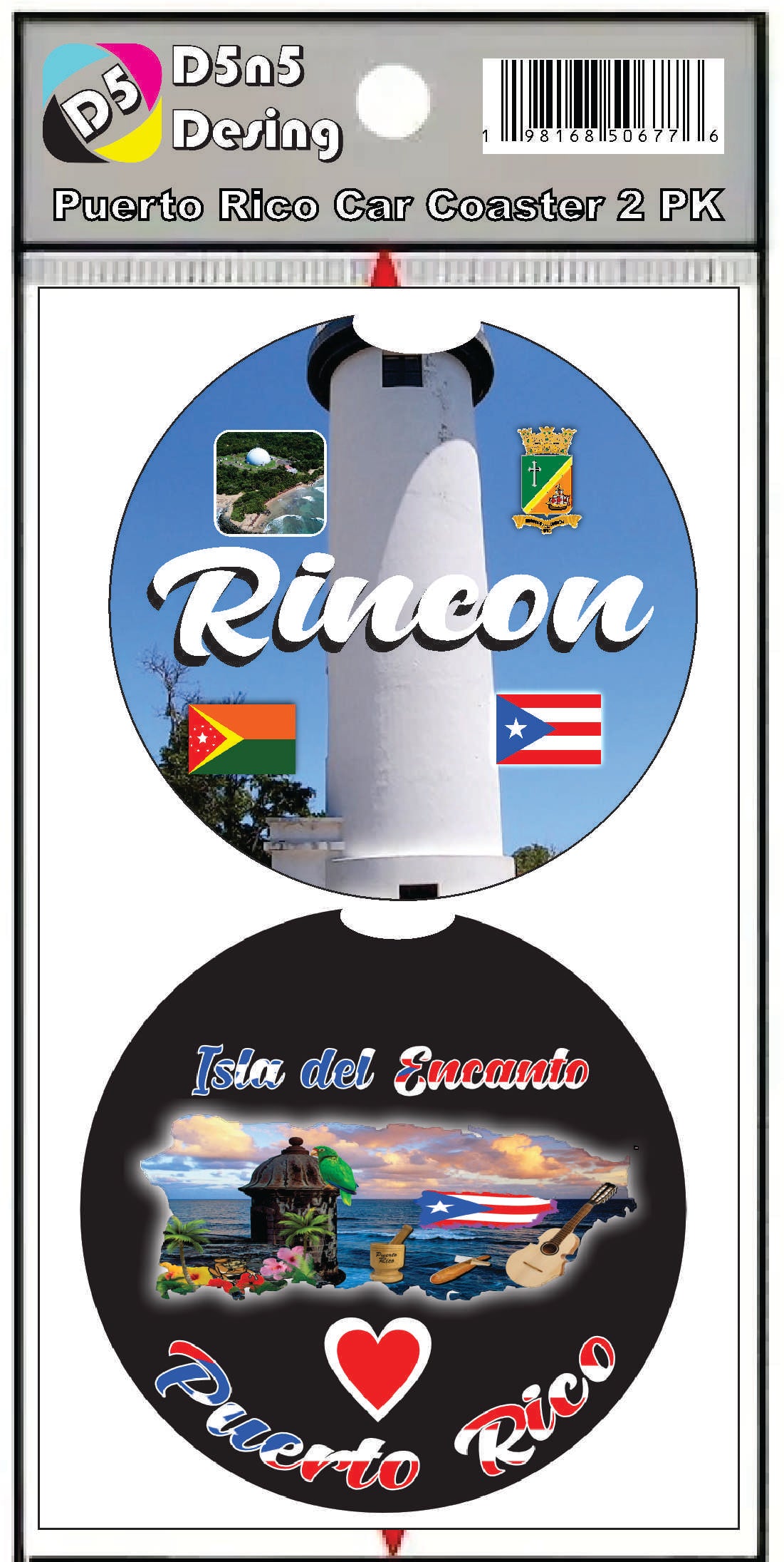 Puerto Rico and 78 Towns 2pc Rubber Car Coaster PRS