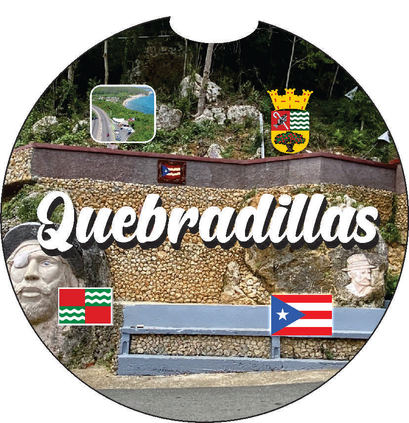 Puerto Rico and 78 Towns 2pc Rubber Car Coaster PRS