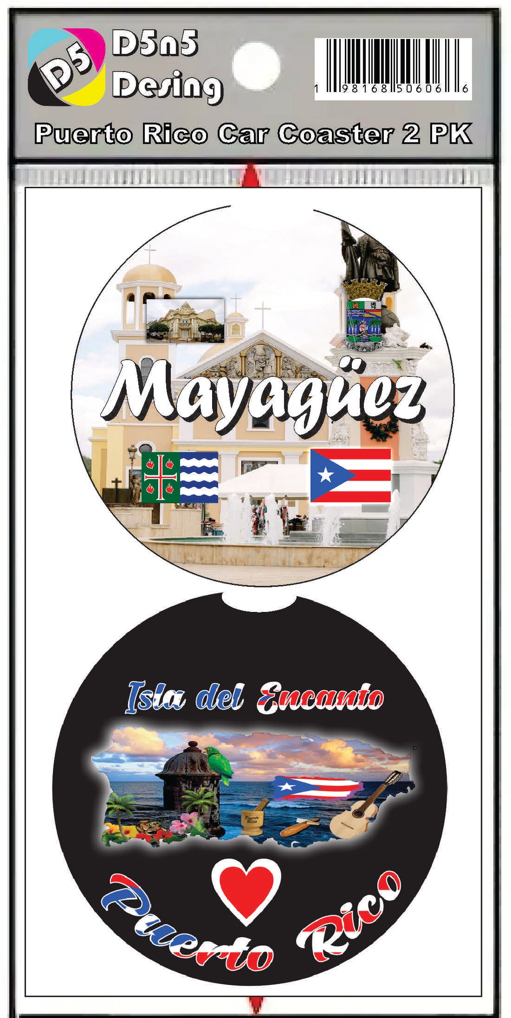 Puerto Rico and 78 Towns 2pc Rubber Car Coaster PRS