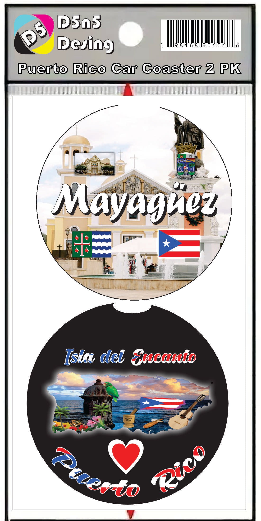 Puerto Rico and 78 Towns 2pc Rubber Car Coaster PRS