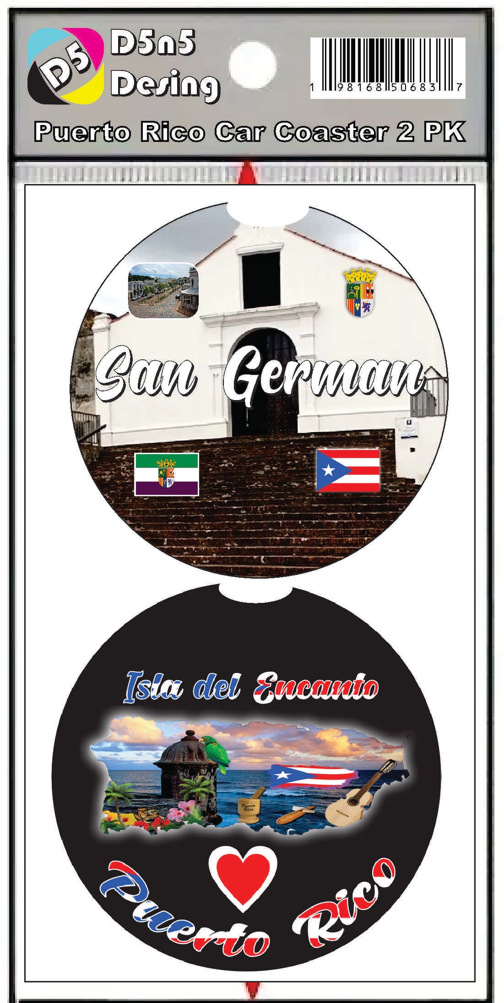 Puerto Rico and 78 Towns 2pc Rubber Car Coaster PRS