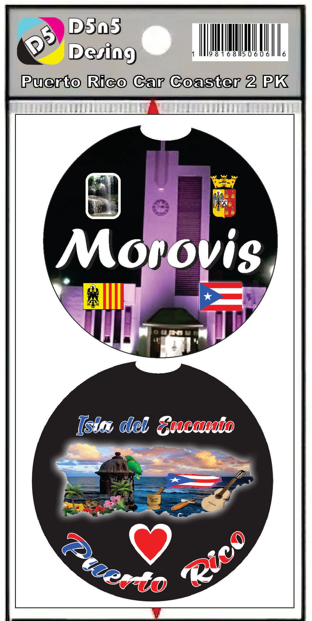 Puerto Rico and 78 Towns 2pc Rubber Car Coaster PRS