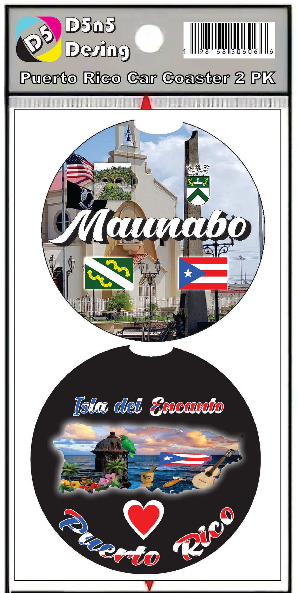 Puerto Rico and 78 Towns 2pc Rubber Car Coaster PRS