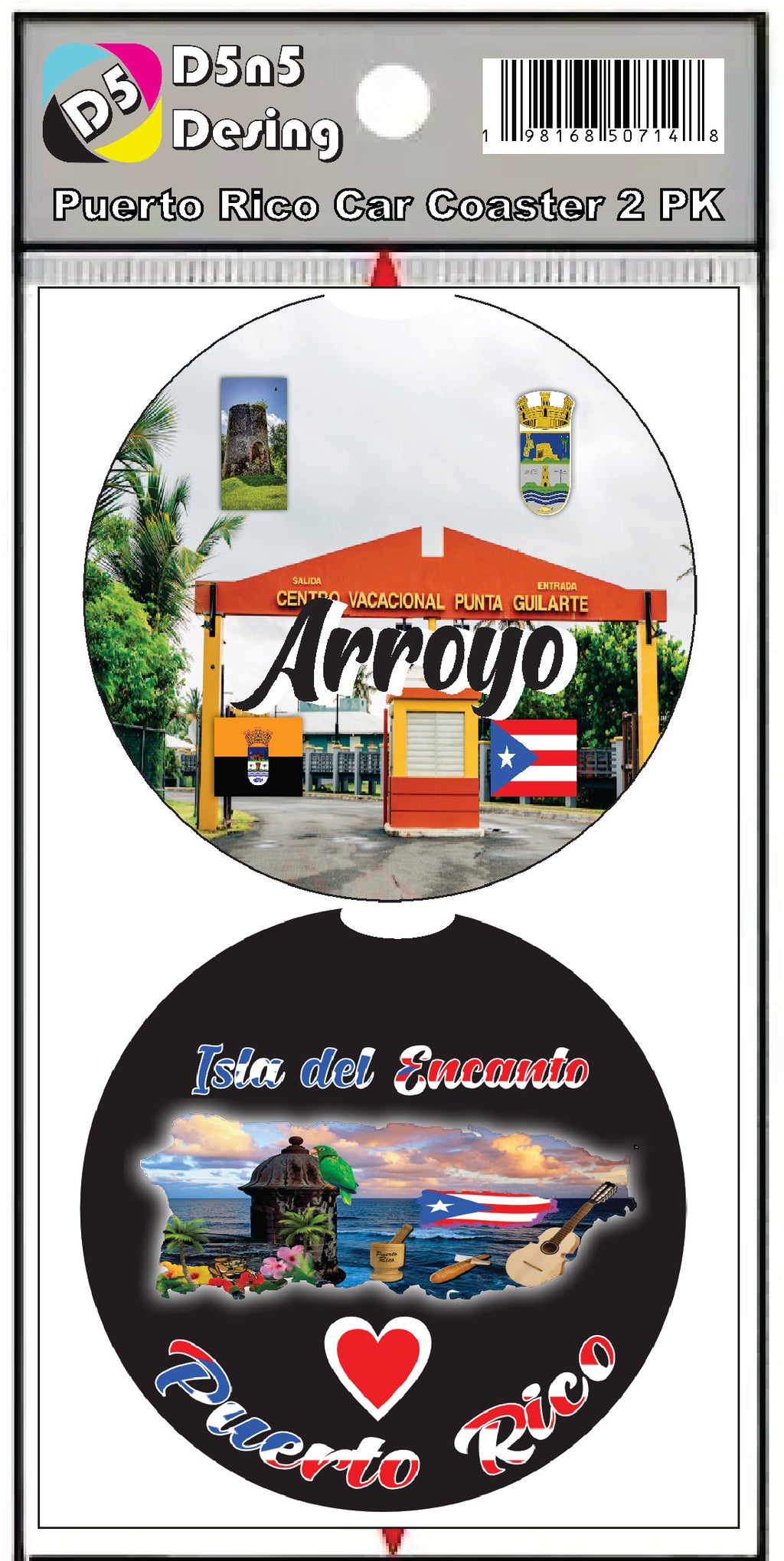 Puerto Rico and 78 Towns 2pc Rubber Car Coaster PRS