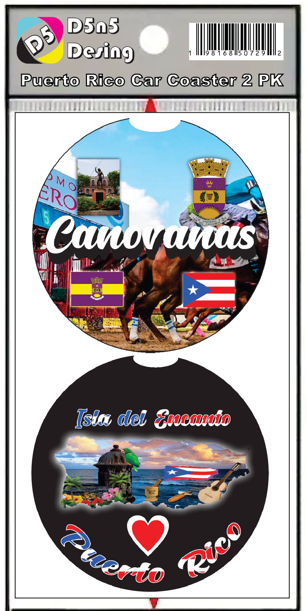 Puerto Rico and 78 Towns 2pc Rubber Car Coaster PRS