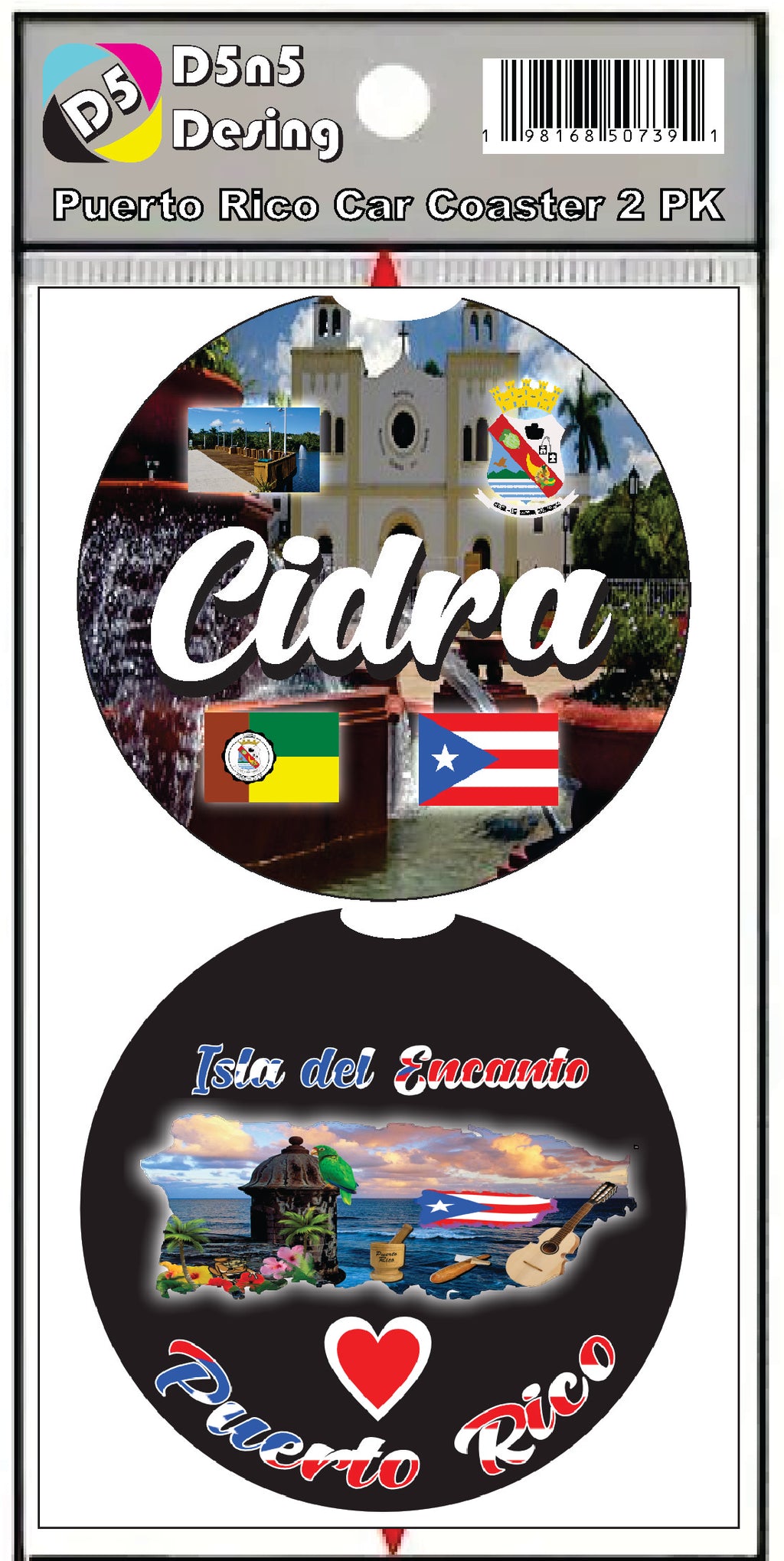 Puerto Rico and 78 Towns 2pc Rubber Car Coaster PRS