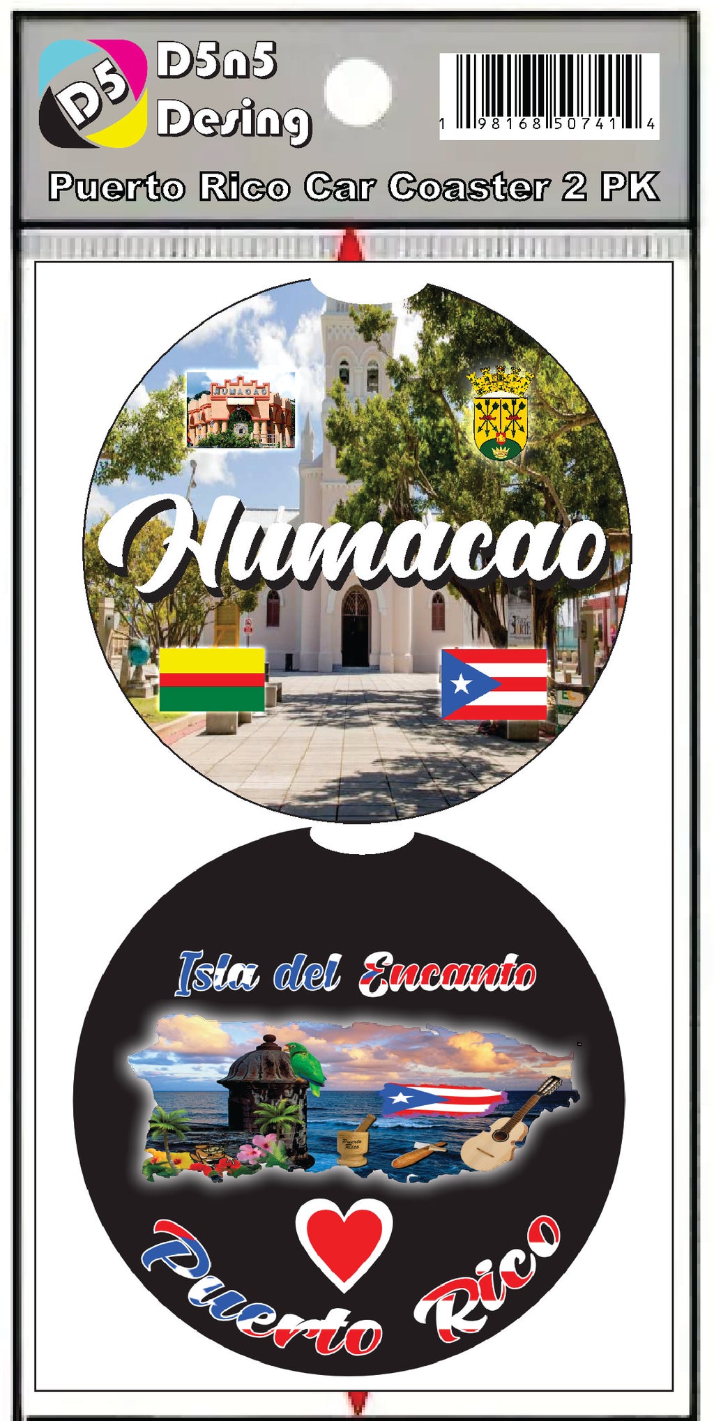 Puerto Rico and 78 Towns 2pc Rubber Car Coaster PRS